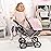 Bayer: 4-in-1 Toy Baby Doll Pram Stroller Cosy Set - Dolls Up to 18 (Pink/Grey) | Baby Dolls | Pretend | Dress up | Accessory