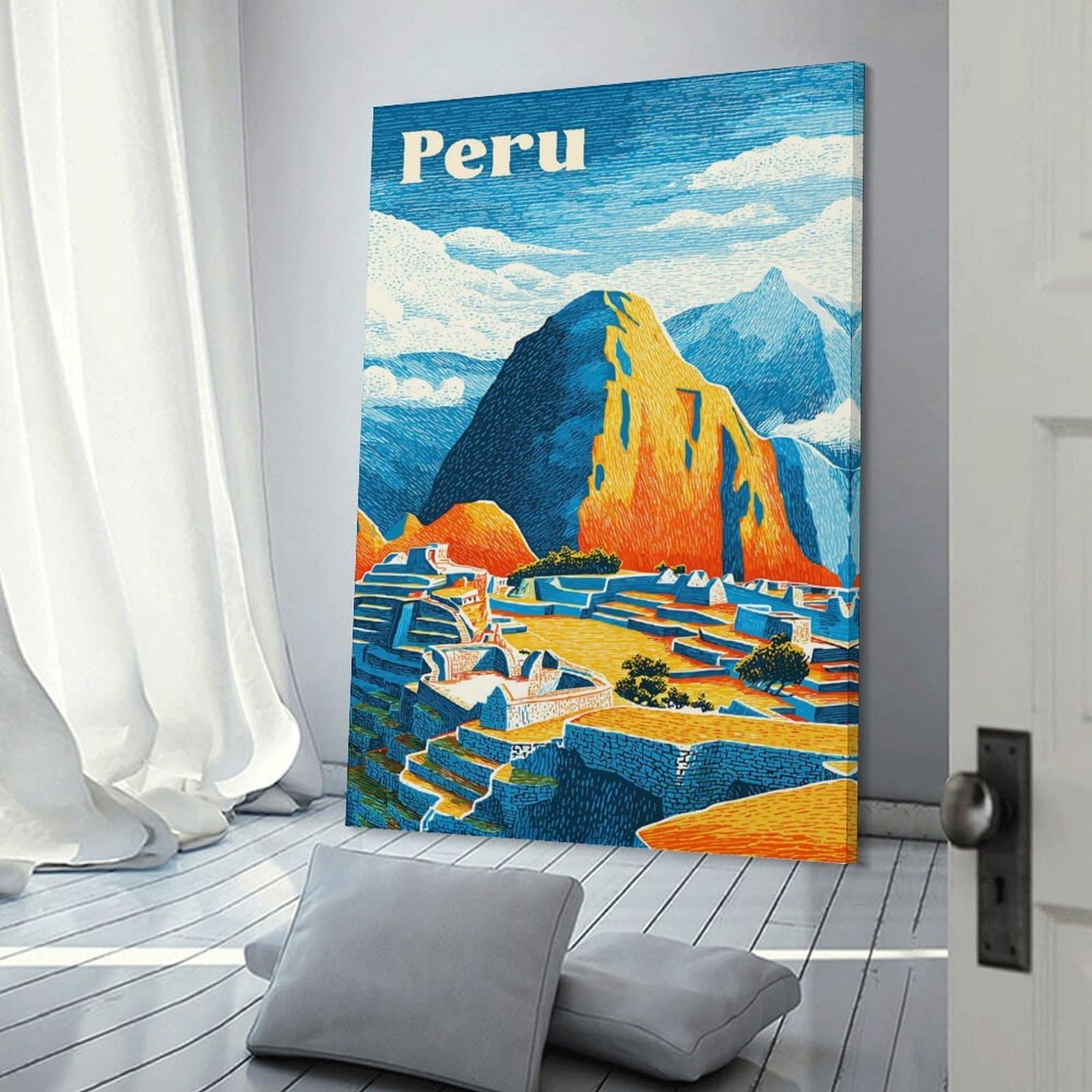 Junmoney Canvas Art Print Peru Travel, 12x18inch(30x45cm), for Calm Bedrooms, Home Corners Or Flats, A Warm Accent for Relaxed Interiors
