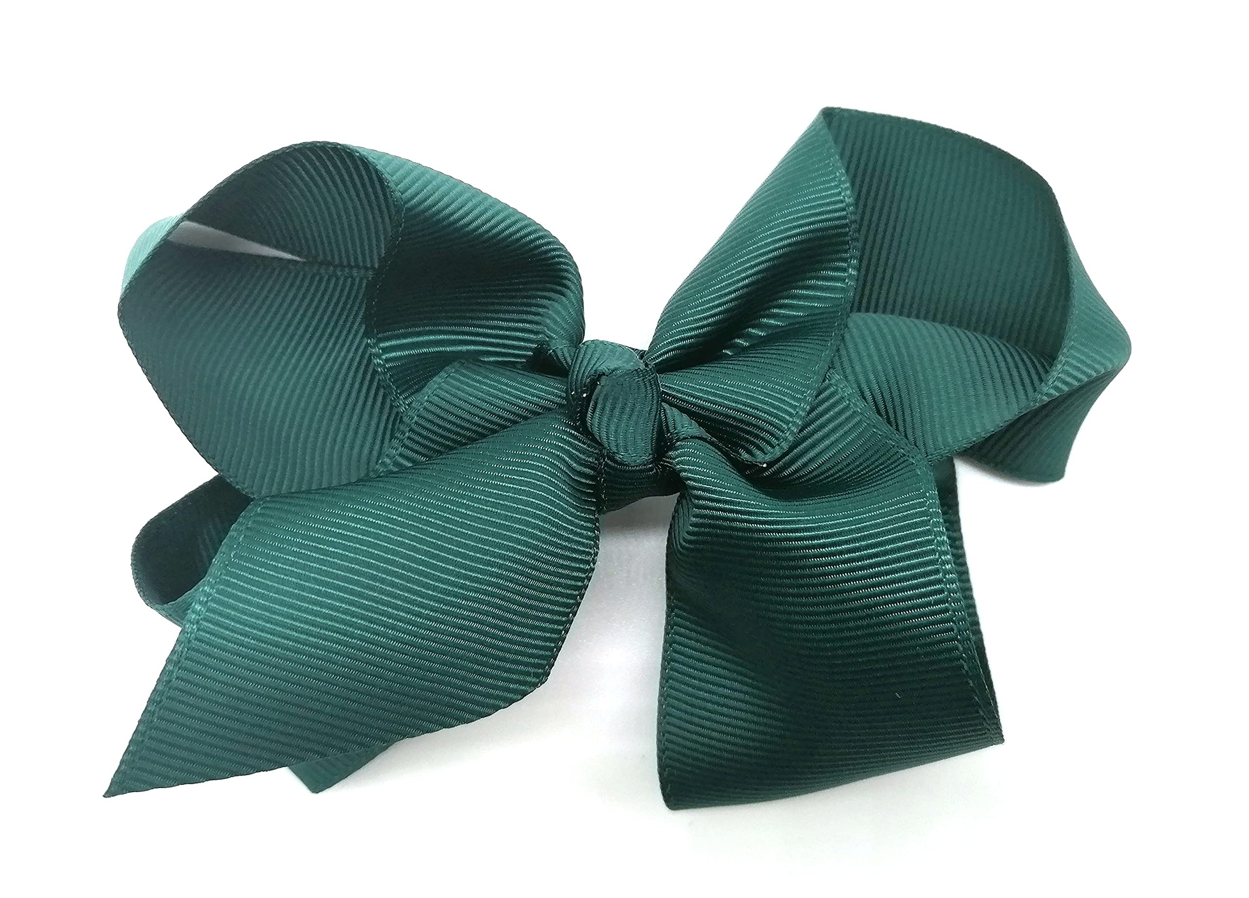 Set of 4 Hair Bows - School Clips for Girls - Green Hair Accessories (Bottle Green), 4 count (Pack of 1) - Image 3
