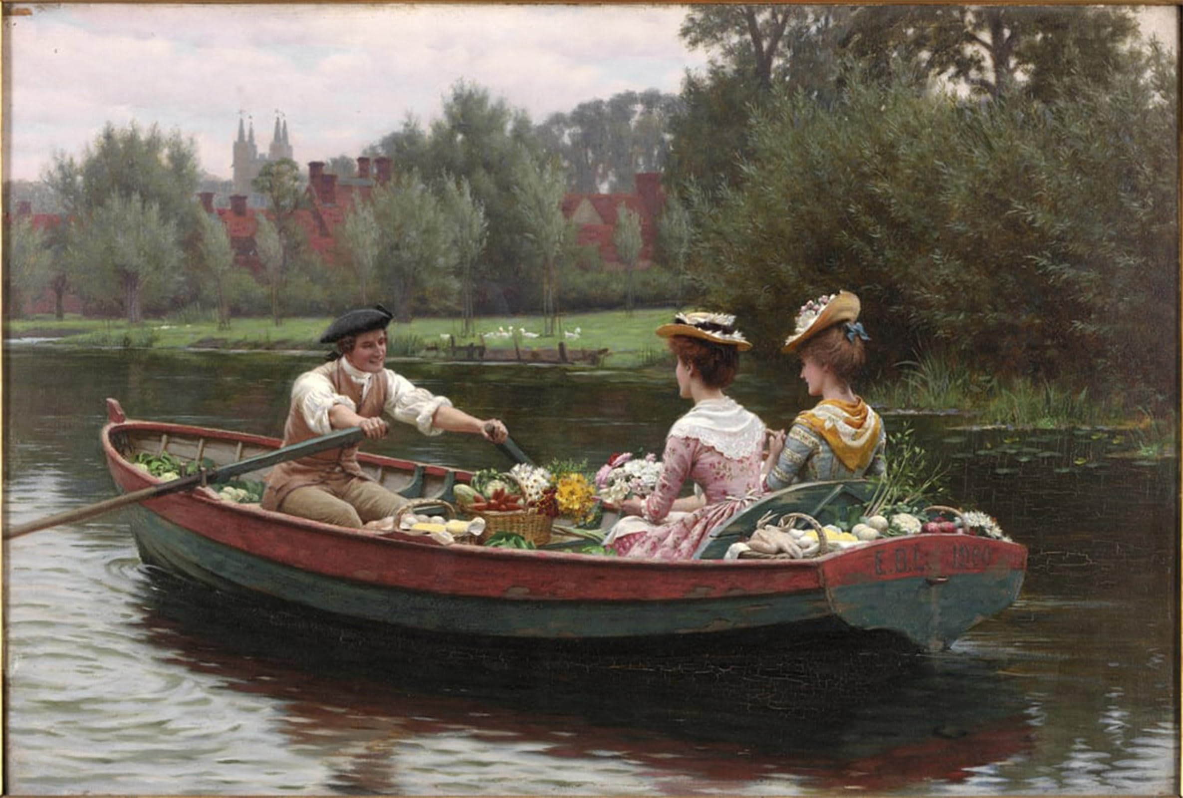 ARTXLXXBN Famous Art Print Poster Vintage Wall Art Market Day by Edmund Blair Leighton Canvas Art Poster for Home Decor 60x90cm
