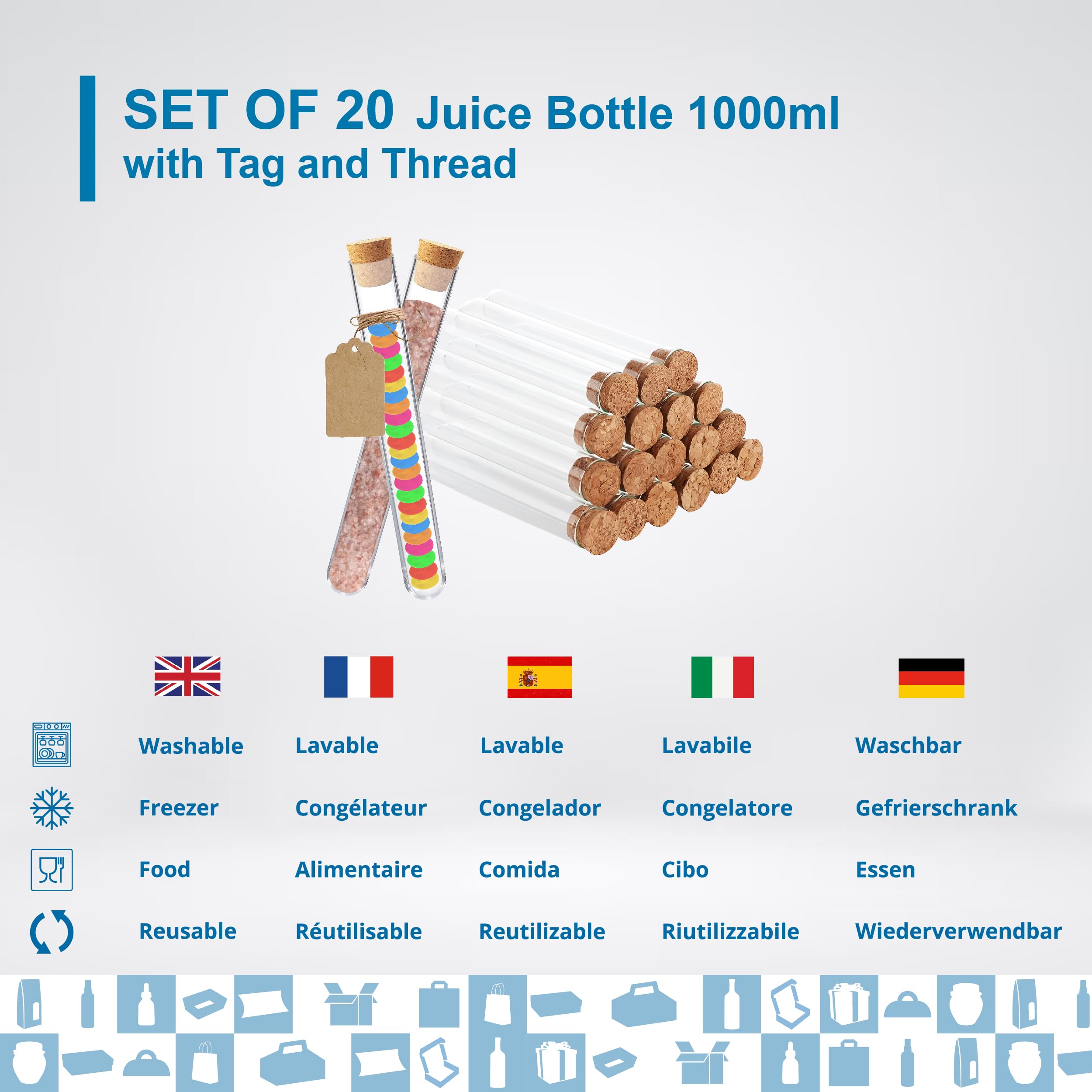 Lot De 12 Tubes à Essai Avec Fond Plat 32 X 120 Mm + Bouchons Et Étiquettes Kraft - Idéal Bricolage Et Sciences