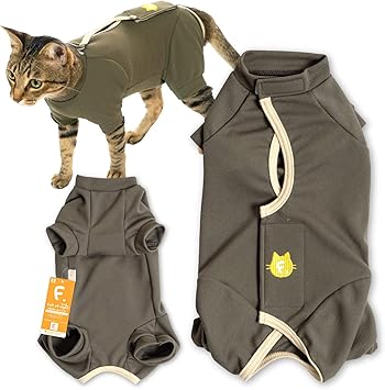 Amazon 日本製 純正品 術後服 猫用 フルオープン足付き術後服エリザベスウエア 男女兼用 11 カーキ Cm フルオブビガー ネコ 介護 獣医師 共同開発 エリザベスカラー 抗菌 消臭 避妊 手術 犬猫の服 Full Of Vigor エリザベスカラー 通販