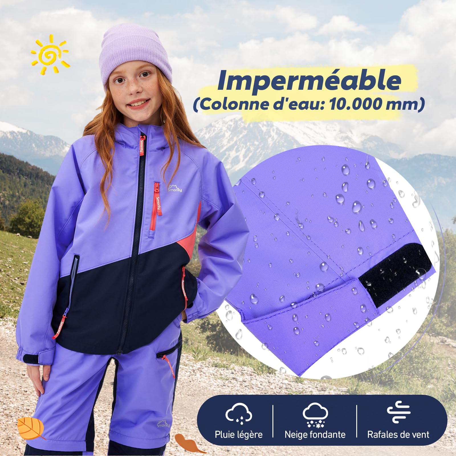 SMONTY Veste 3-en-1 enfant, doublure polaire amovible