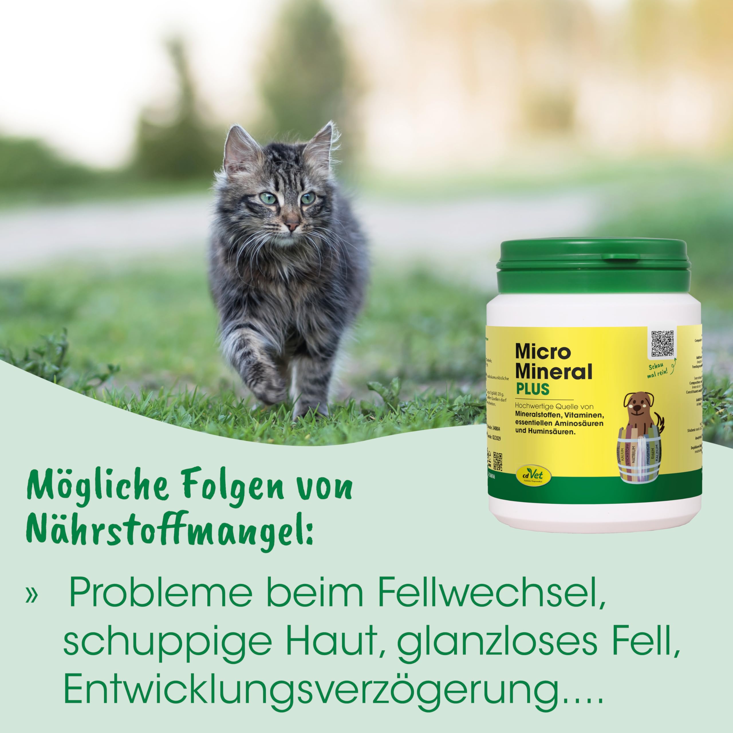 cdVet MicroMineral Plus Chien & Chat 1kg - Zinc et Sélénium - Vitamines, minéraux et Oligo-éléments - Liant pour l'acide gastrique - Liant pour Les polluants - Gastro-intestinal