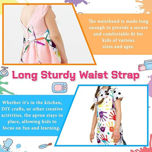 Miniatura 4 de R HORSE Juego de delantales para niños, paquete de 2 delantales ajustables para pintura artística, juegos de rol, juguetes de chef, divertido regalo
