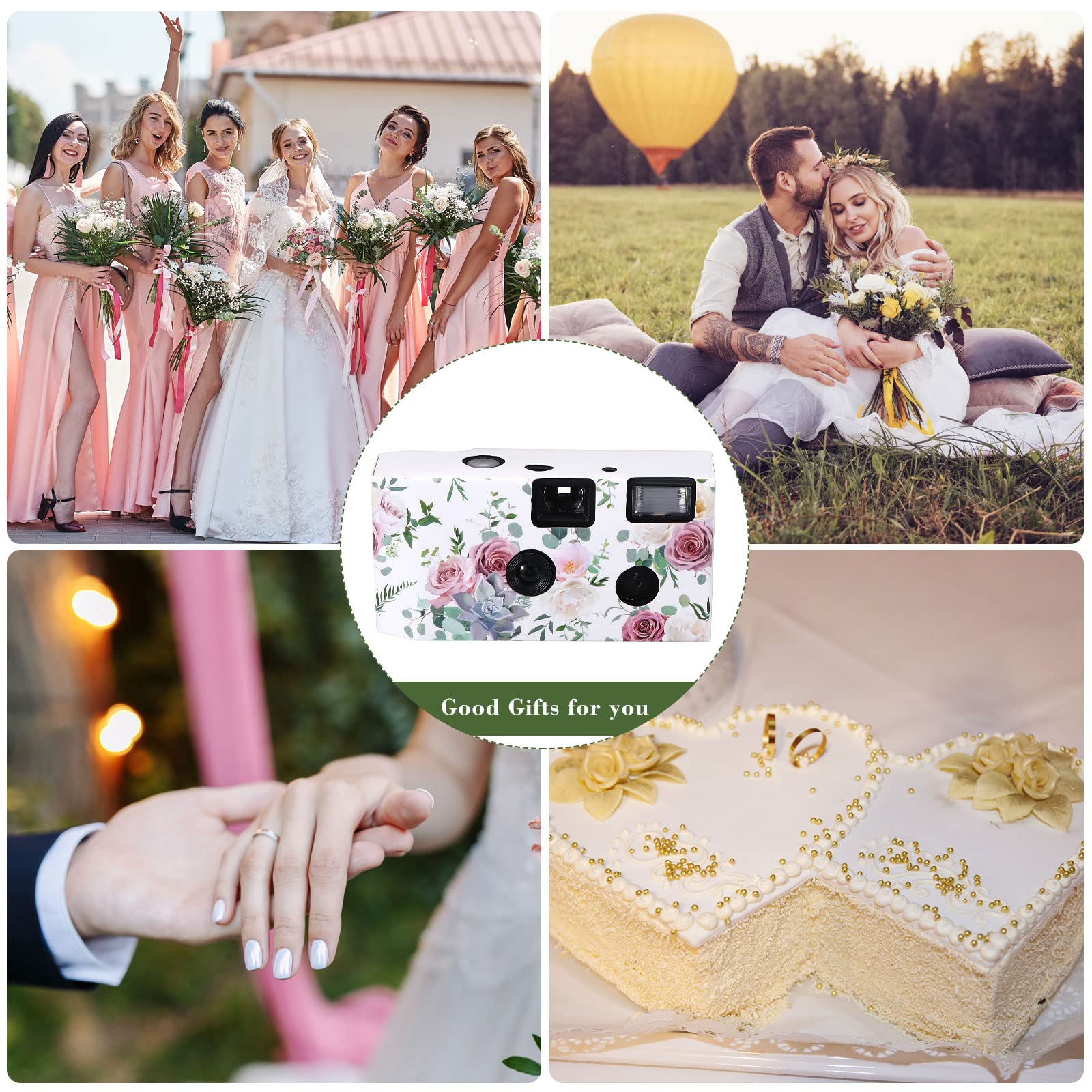 Zhengmy Lot de 4 appareils photo jetables pour mariage, film couleur vive