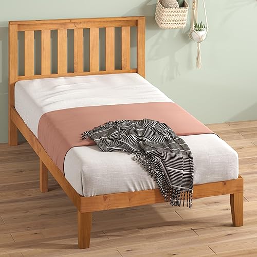 Miniatura 49 de Zinus cama con plataforma de madera maciza con cabecero de 12 pulgadas / Sin necesidad de resorte de caja / Soporte con listón de madera / Acabado