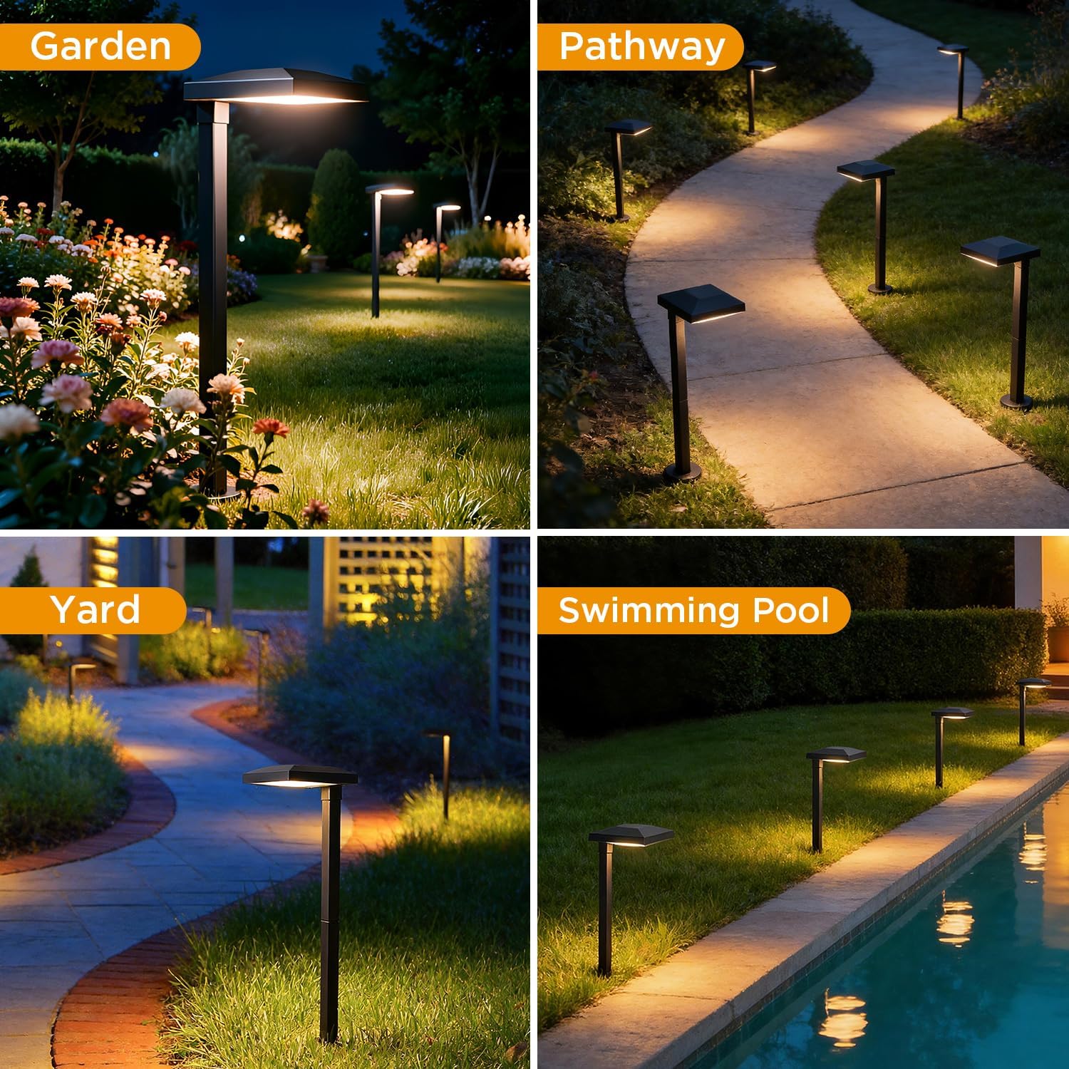 LUTEC 6 Pack Low Voltage Pathway Lights, Aluminum 12V Landscape Lighting with Connectors，IP65 Waterproof Anti-Glare Wired LED Pathway Lights, 5W 500LM Warm White 3000K for Pathway, Yard, Garden