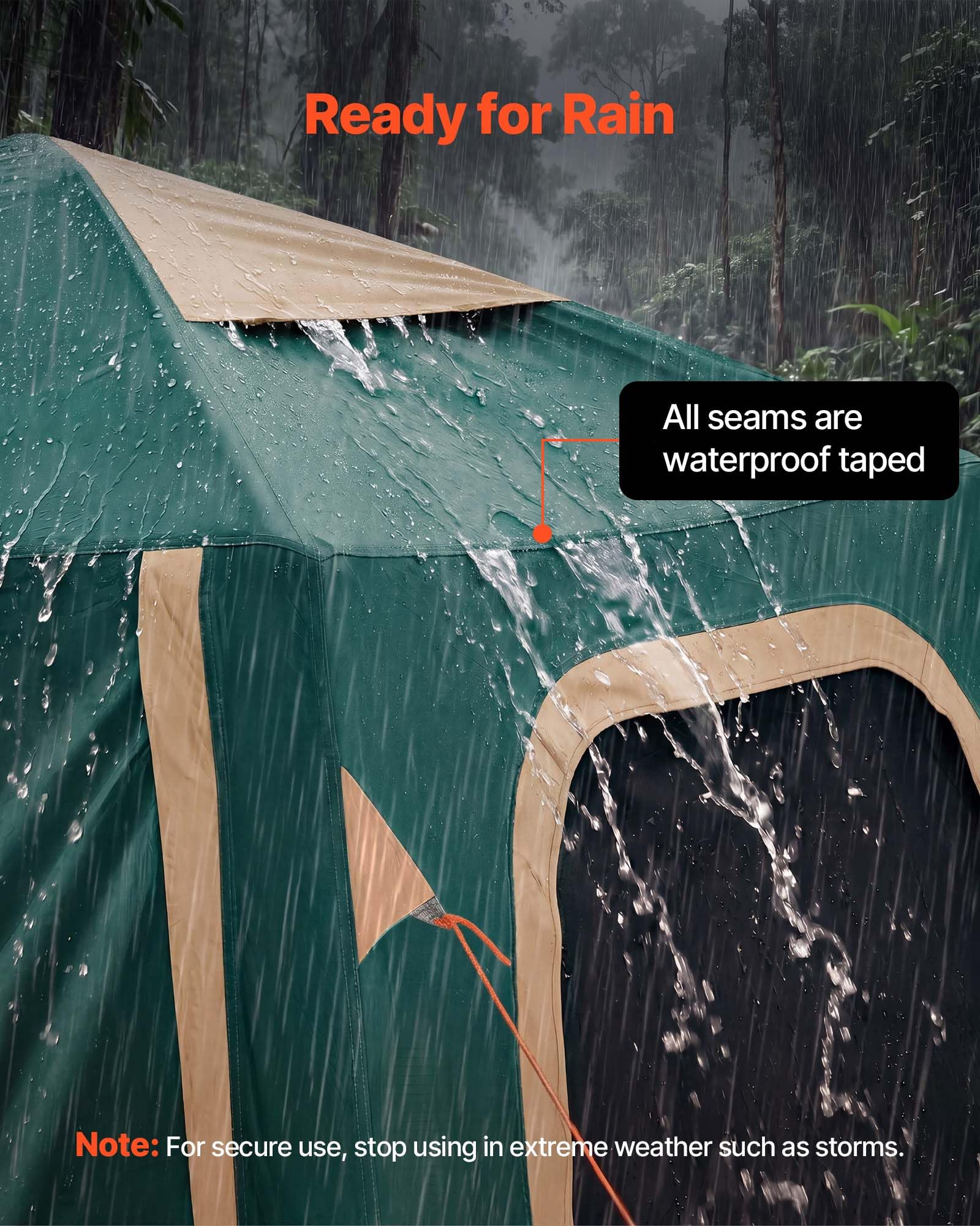 VEVOR Tente Gonflable 4 Personnes Pompe Rechargeable Tente de Camping Vert, pour Randonnée et Pique-niques en Famille, avec Tubes d'air en TPU, 5 Grandes Fenêtres en Maille, Sac de Transport Portable