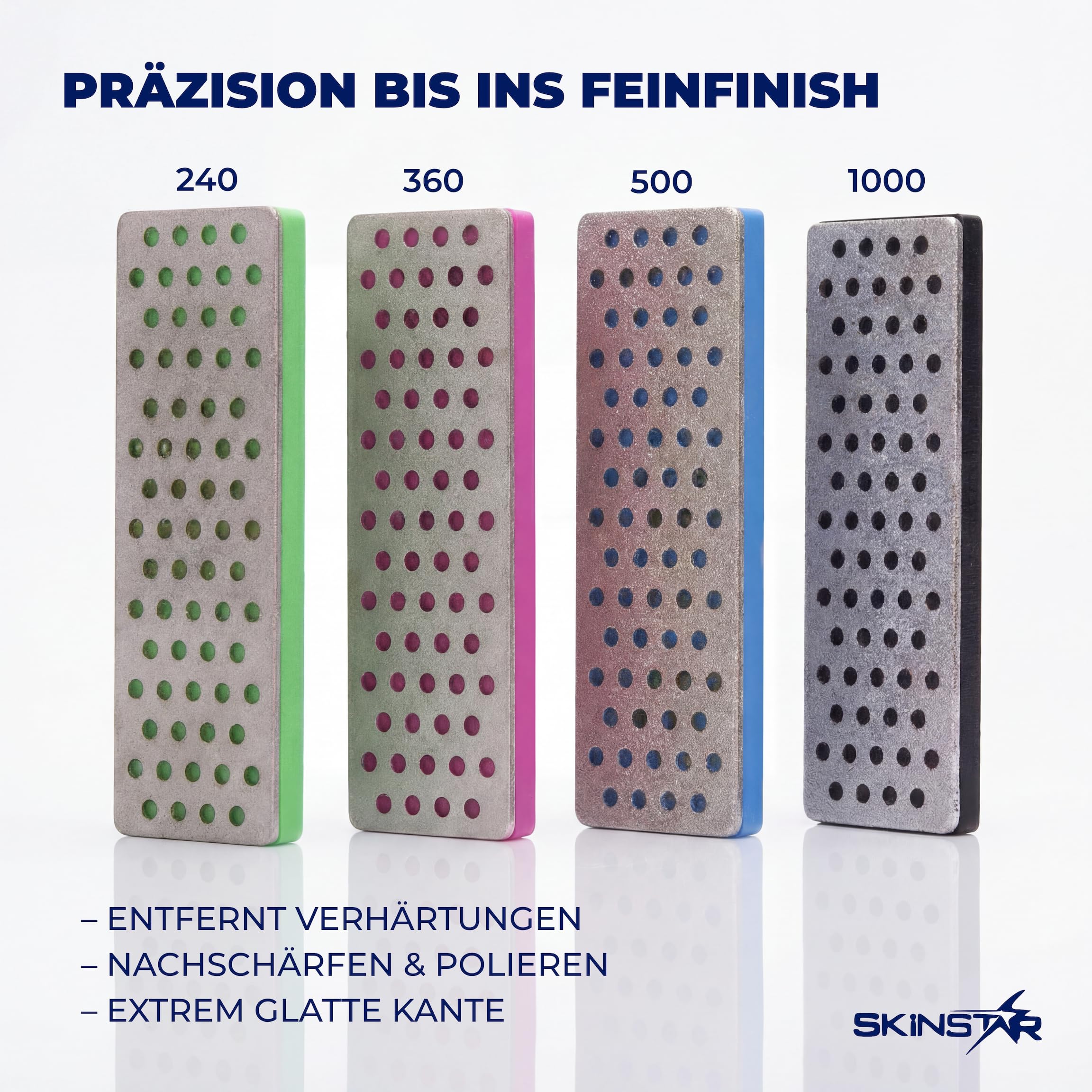 SkinStar Ergo Sharp Profi Edger Kantenschleifer 90-85 | Seitenkantenschleifer Ski & Snowboard | Diamantfeilen Set 4X 240/360/500/1000 | inkl. WC Feile 80mm + Schleifgummi | Made in Italy