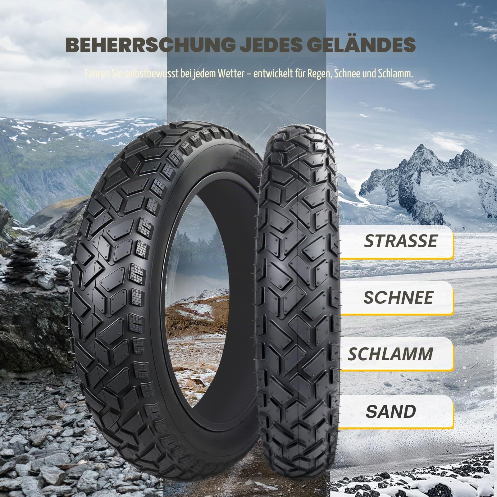 WEEROCK 20/26 Zoll 4,0 Faltbarer Breiter E-Bike Reifen All-Terrain | Robuste Hochlast-Ausführung, faltbarer Fettreifen, geländegängig, passend für E-Bike,Schneefahrrad, Größen 20×4,0 / 26×4,0