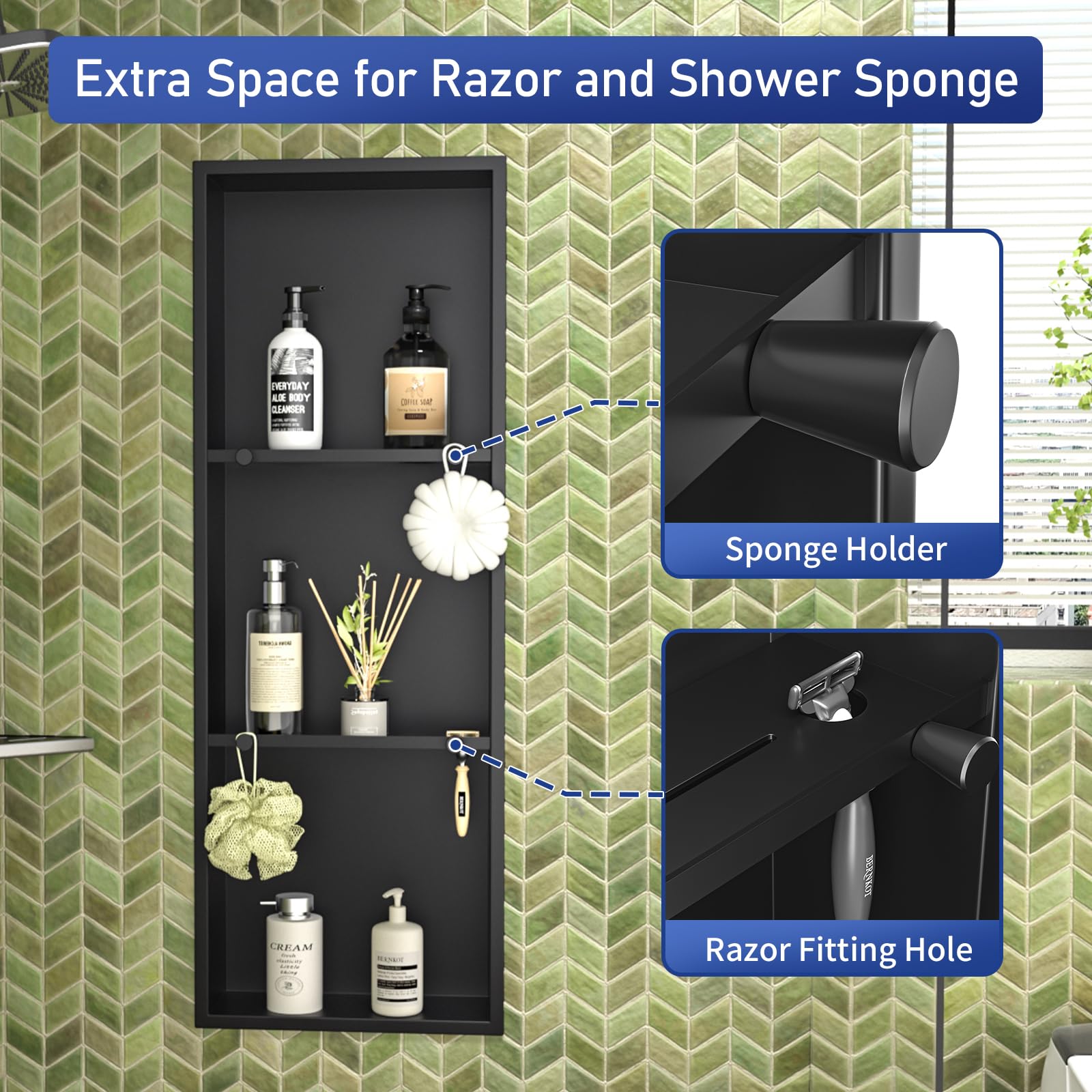 Stainless Steel Shower Niche Shower Storage Rack Stainless Steel Wall - View #8