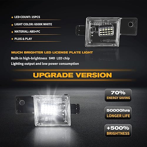 Miniatura 2 de Gempro Luz LED para matrícula, montaje de lámpara trasera para Chevy Silverado GMC Sierra 1500 2500HD 3500HD 2014-2023, 6000K blanco