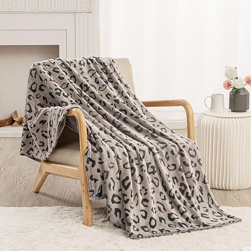 Miniatura 3 de SOCHOW - Manta Uragiri, de franela, vellón, ligera, muy suave y acogedora, de 50 x 60 pulgadas, con diseño de leopardo, en color chocolate