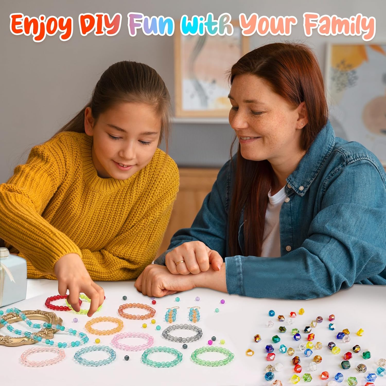 3000Pcs 10Colors Crystal Beads for Jewelry Making,Round Crystal Acrylic Beads Bicone Bracelet Beads Faceted Acrylic Beads Spacers Beads Bulk for Bracelet Necklace Earring Making Kit DIY Crafts - Image 7