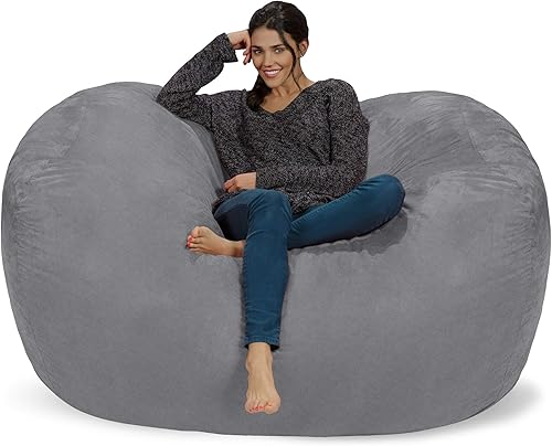 Miniatura 90 de Cozy Sack - Sillón de puff: Gran bolsa para muebles de espuma viscoelástica de 6 ft y tumbona grande – sofá grande con funda de microfibra suave