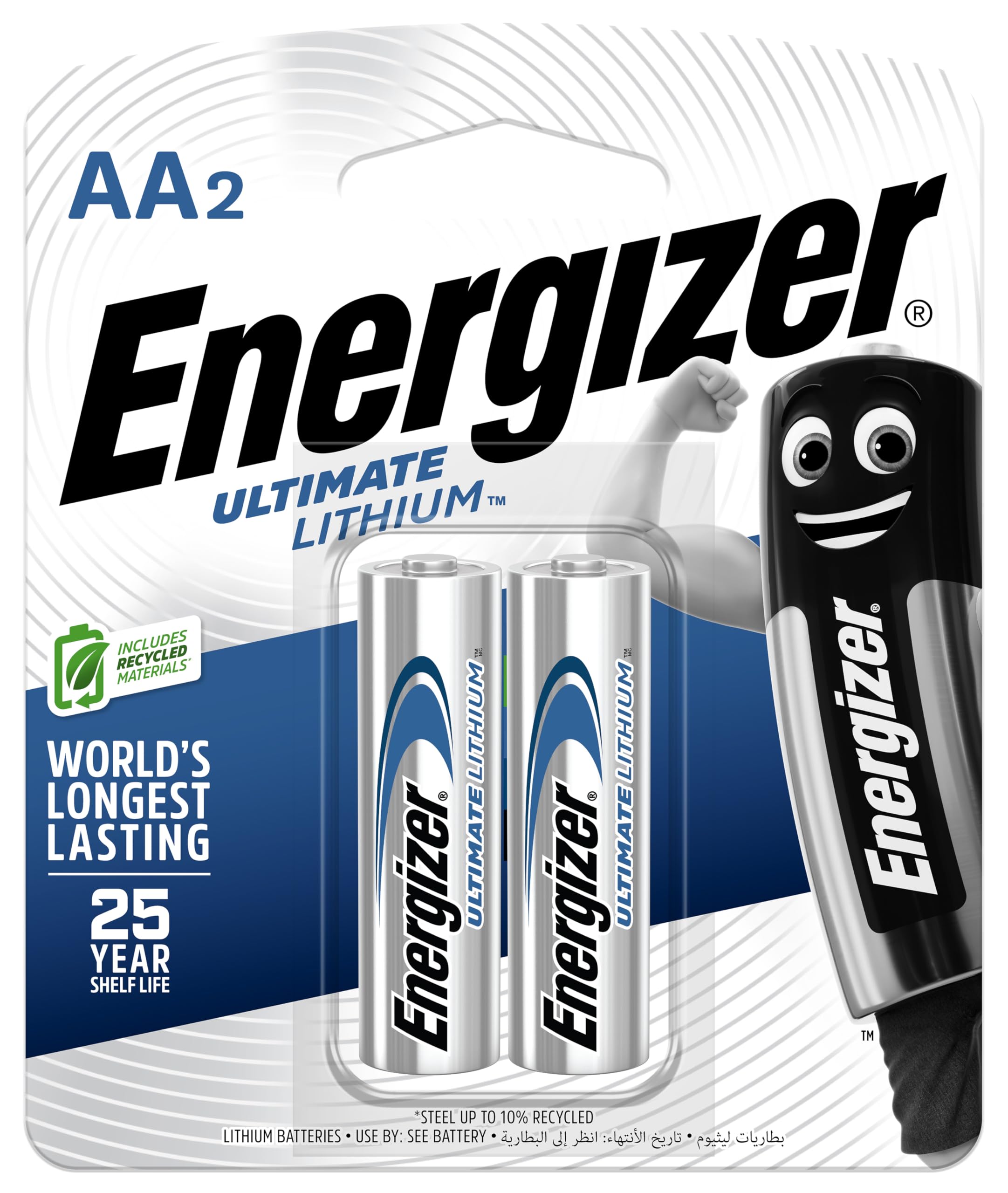 Energizer L91Bp2 Ultimate Lithium 1.5V Aa Batteries, 2 Pieces