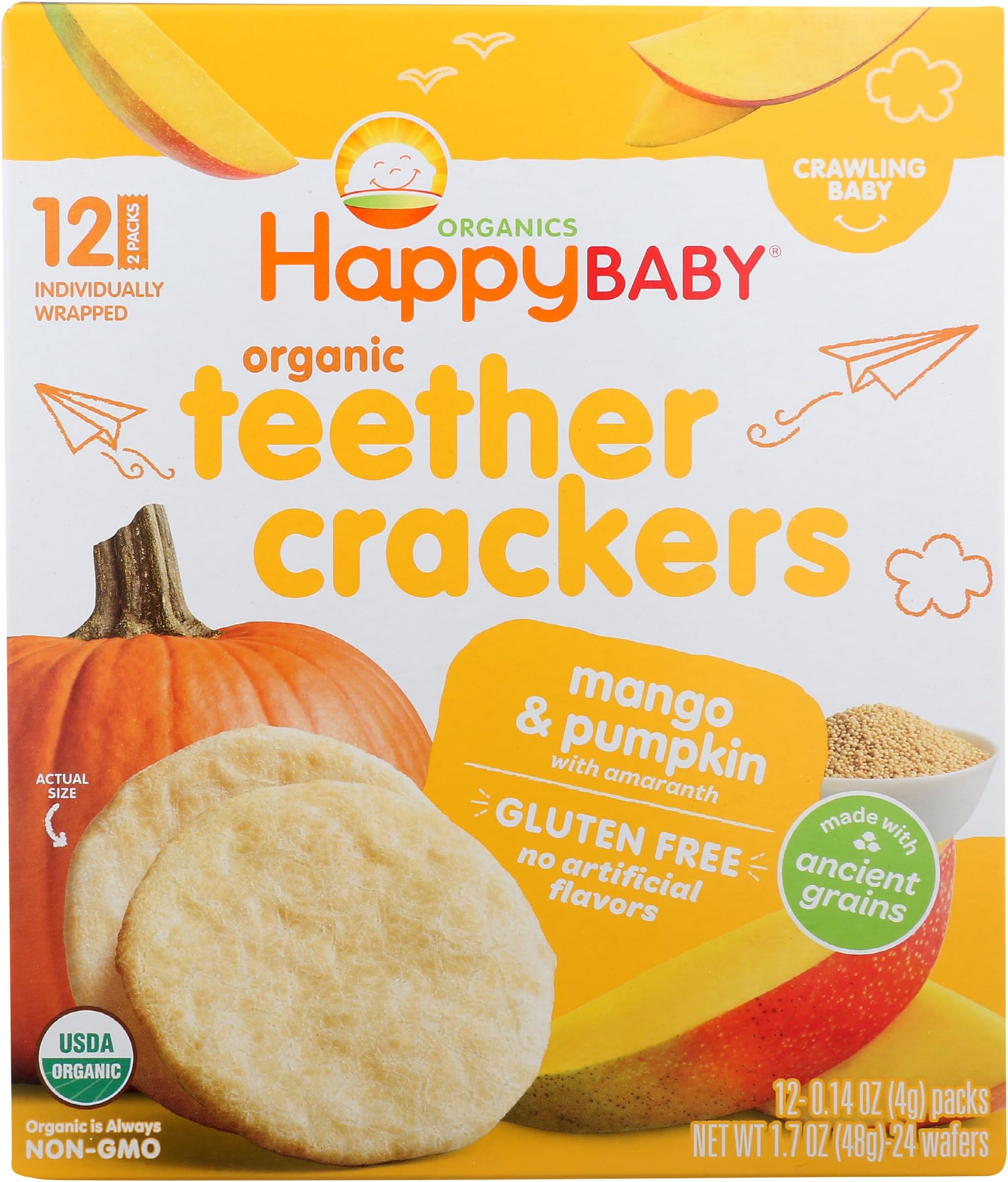 Organics Organic Teether Crackers Gluten Free Mango & Pumpkin with Amaranth 12-0.14 oz Packs