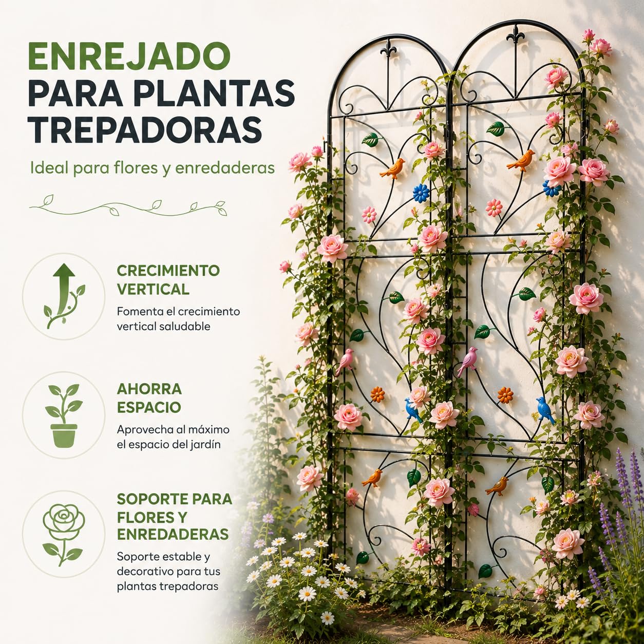 UNHO Enrejado de Jardín para Plantas Trepadoras, 2 Piezas, 97,5 x 214 cm