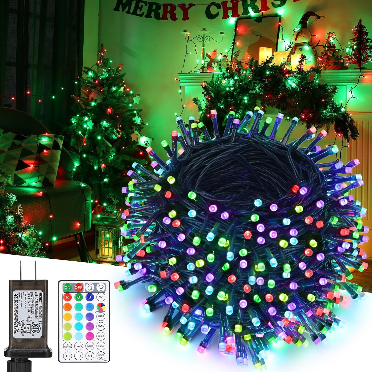 iBaycon 500 LED Color Changing Christmas Lights, 164ft 17 Colors Halloween String Lights Outdoor, Fairy Twinkle Tree Lights with Remote & Timer Plug in for Room Indoor Party Decorations Waterproof