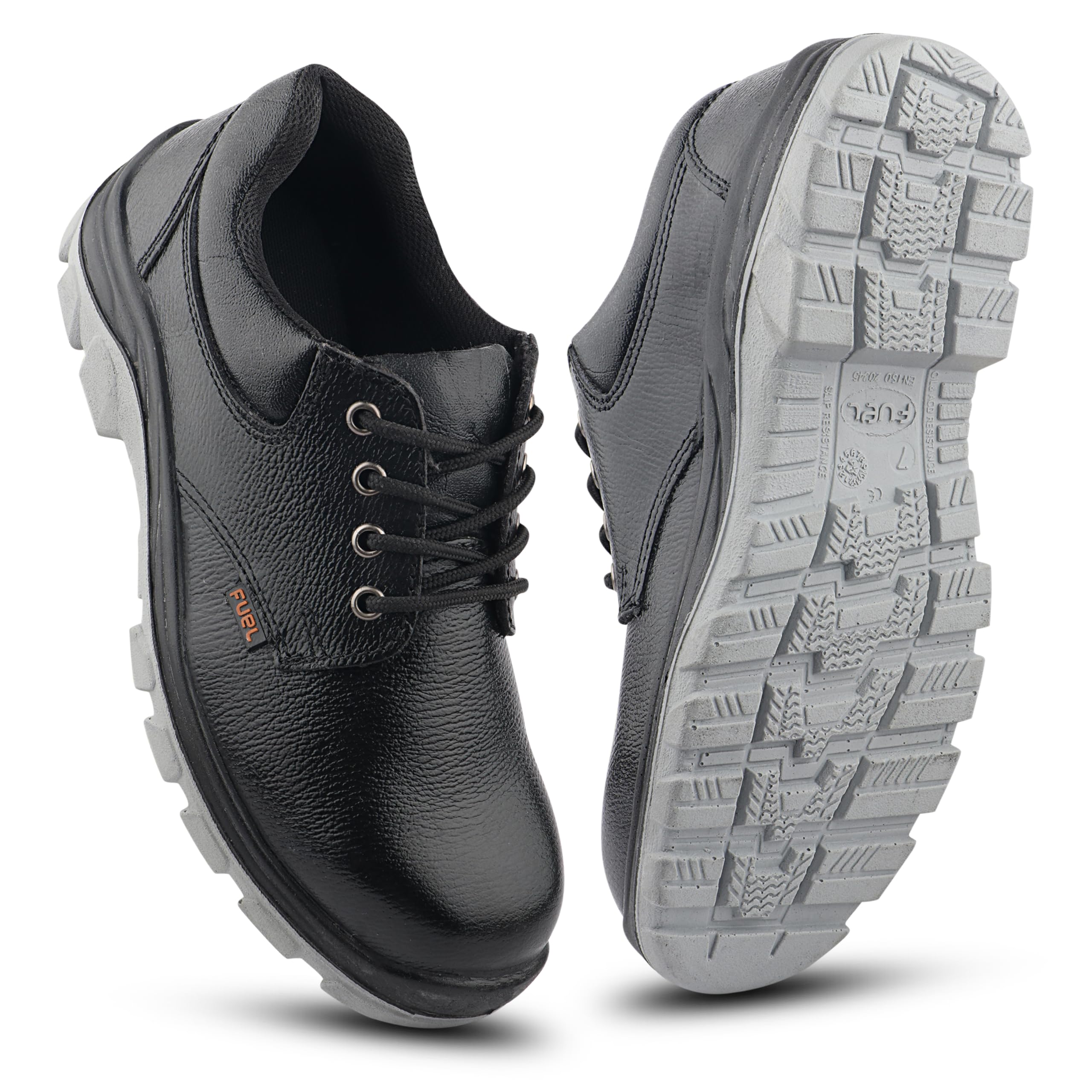 FUEL Spear-DD Genuine Leather Safety Shoes for Men Industrial PU Double Density Sole, Steel Toe, Energy Absorption Shoe (Size-6 UK/India) Black (B0CZXX9KT1) Amazon Price History, Amazon Price Tracker