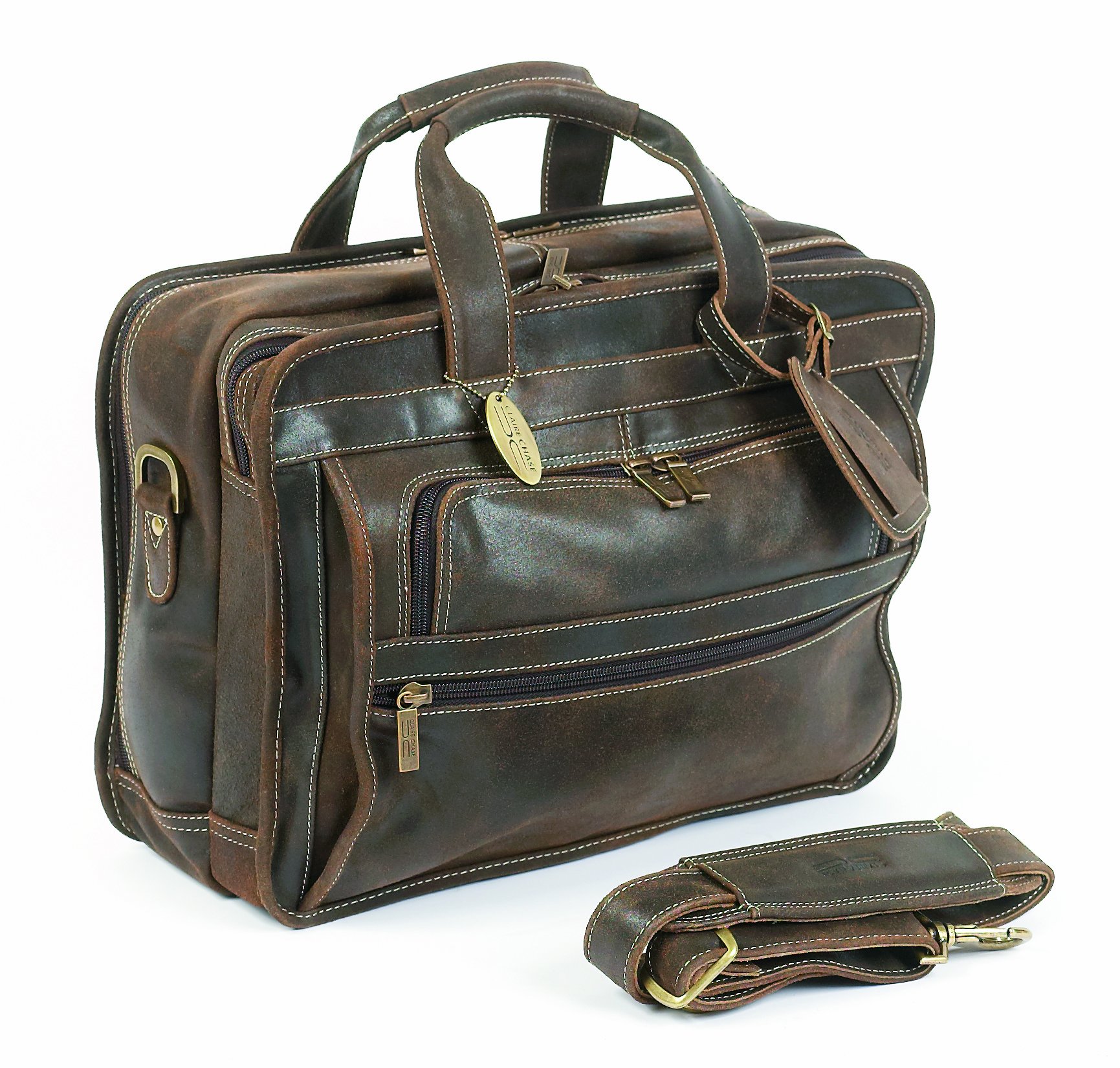Claire Chase Guardian Computer Briefcase, Distressed Brown, One Size