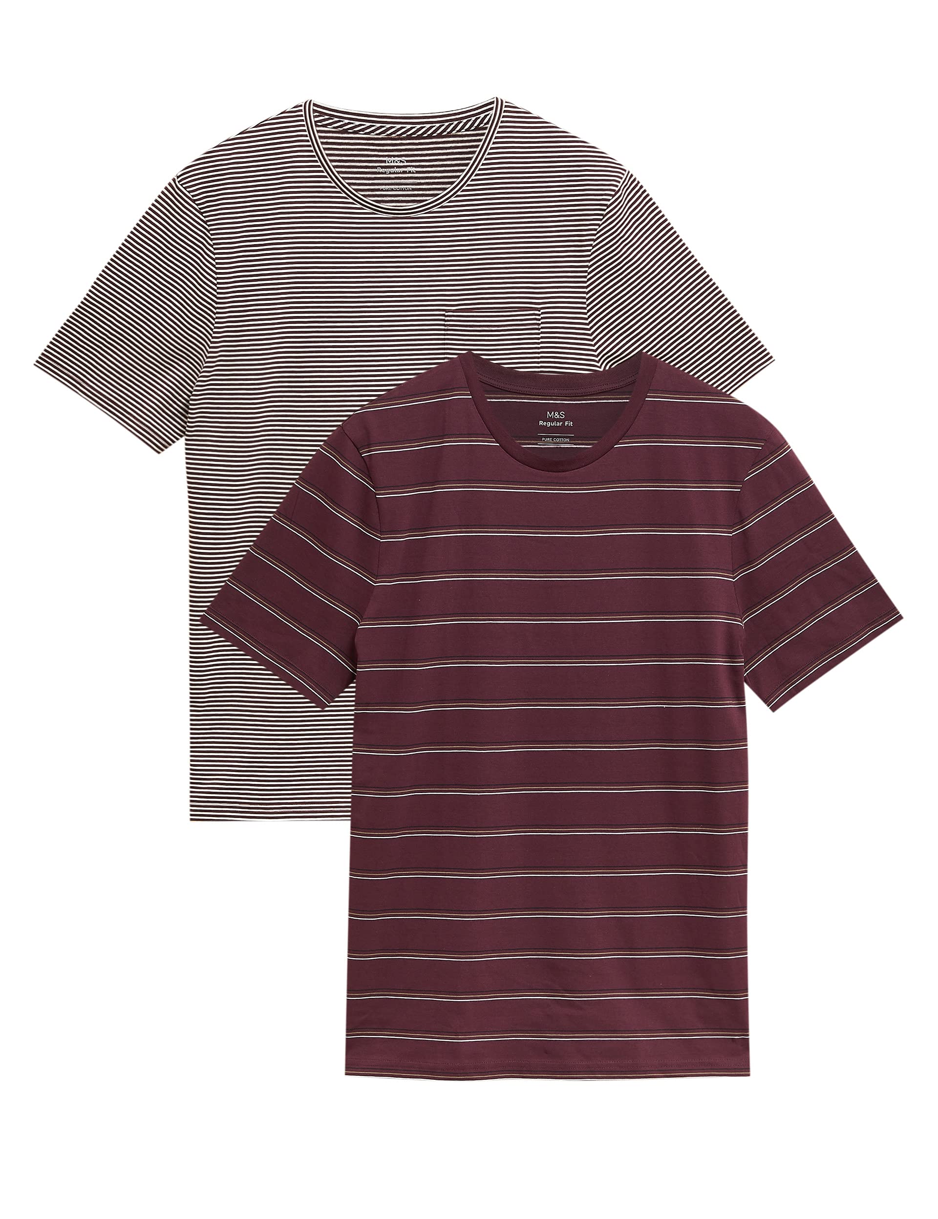 Men's 2 Pack Pure Cotton Striped T-Shirts