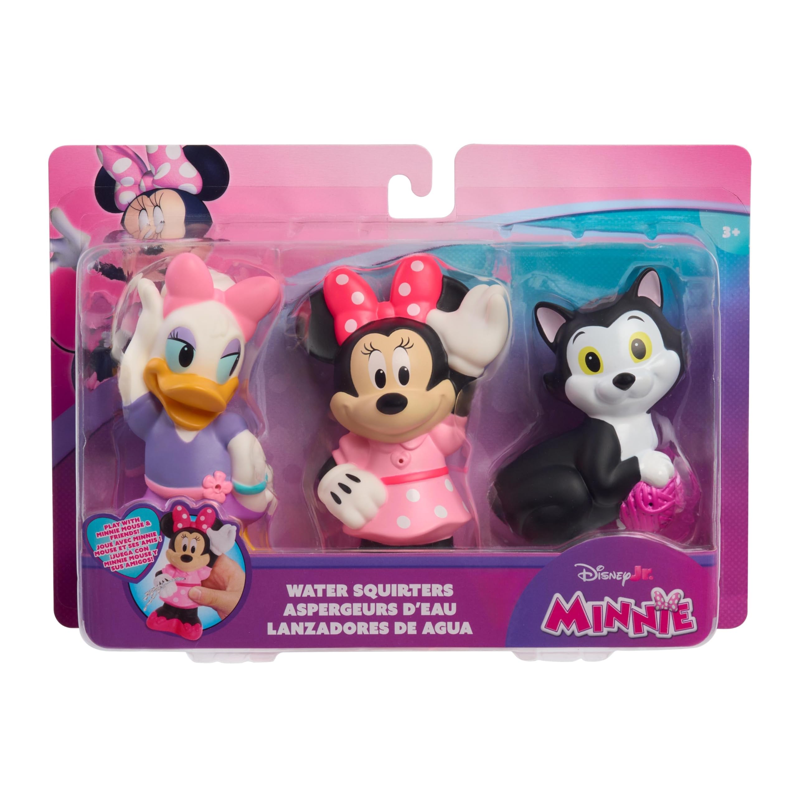 Just Play Disney Junior Minnie Mouse Water Toy with Spray Function, Set of 3, Minnie, Daisy and Figaro, from 3 Years