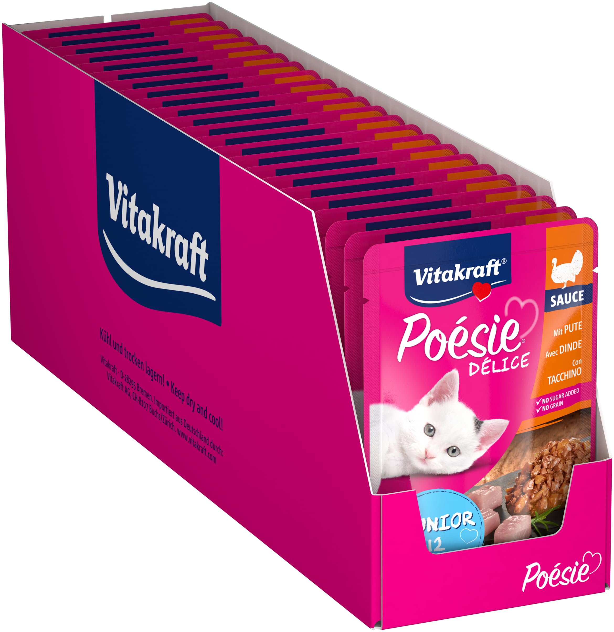 Vitakraft Comida húmeda para gatos Poésie Junior Sabor Pavo 23 x 85 g