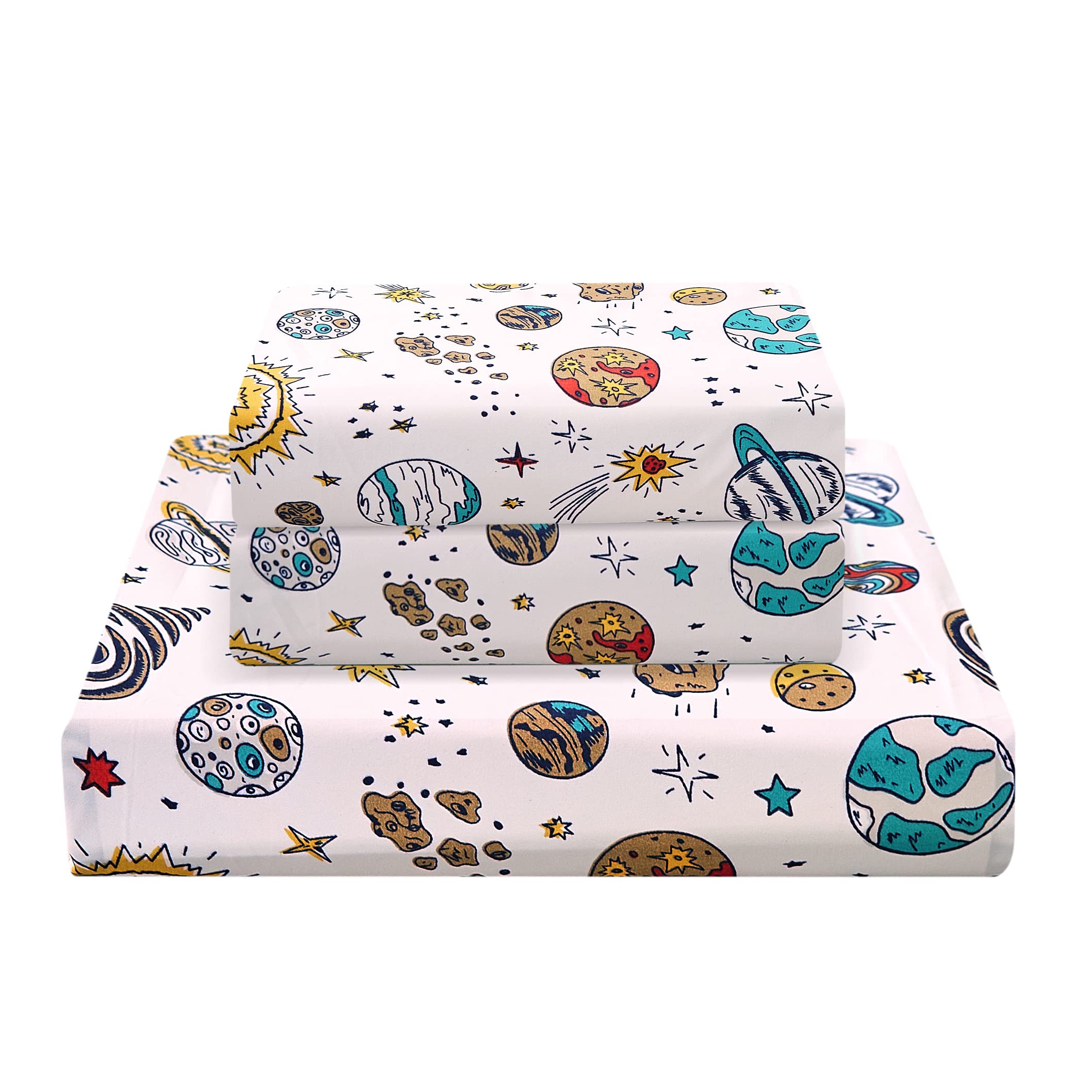 JSD Space Theme Galaxy Kids Twin Sheet Set 3 Piece