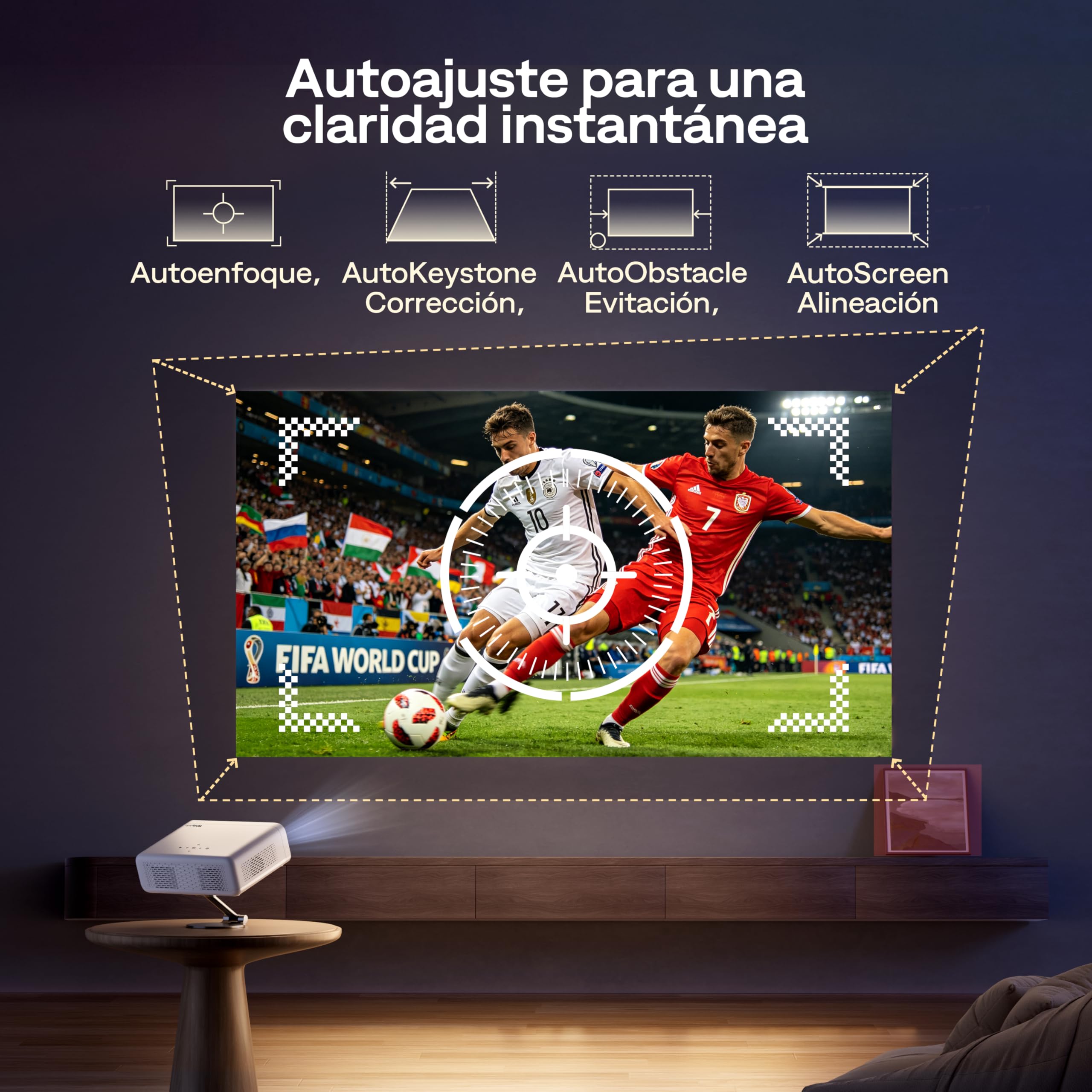 Proyector 4K Soporte【Oficial NetfIix/Auto Focus/Keystone/DoIby Audio】 AURZEN Eazze D1 Proyector Full HD 1080P Nativo, con Bluetooth y Wi-Fi, con una Aplicación Incorporada Youtube/Prime Video