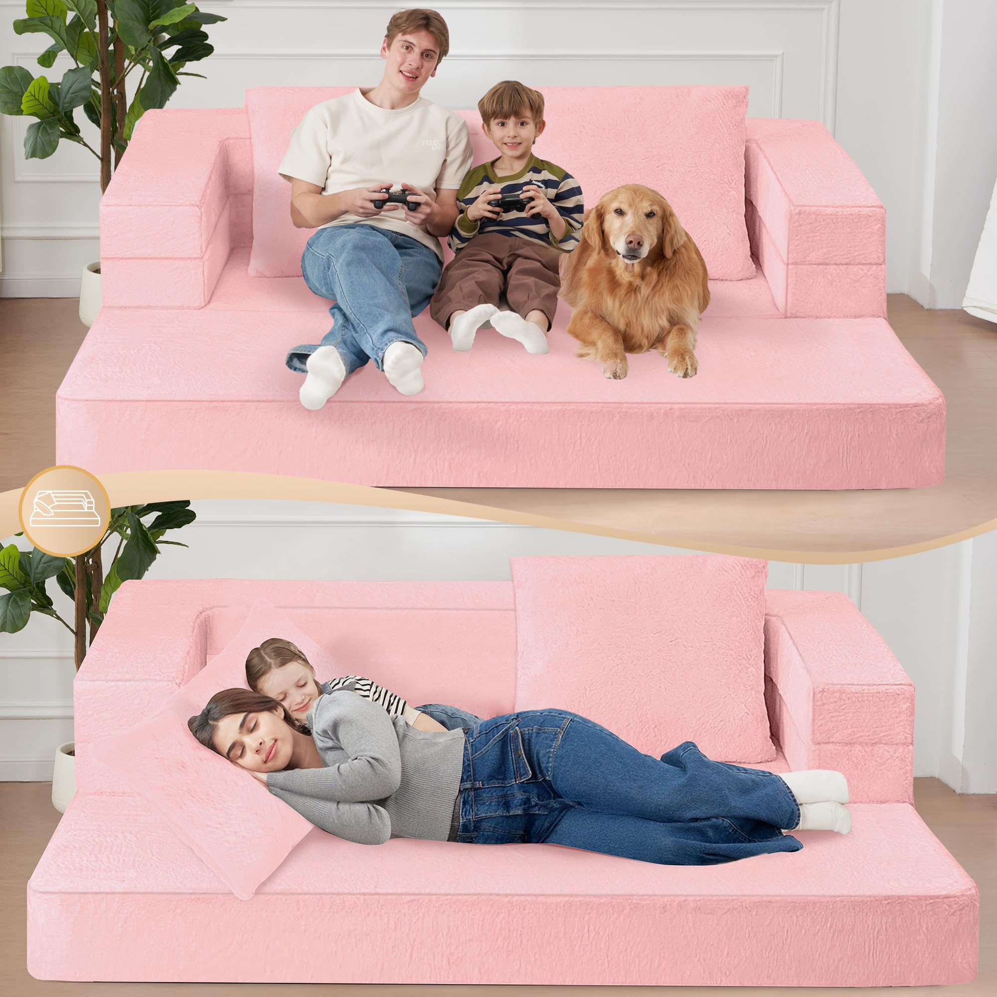 Amazon｜Cansunna 布団ソファベッド 枕付き 3-in-1スリーパーソファ