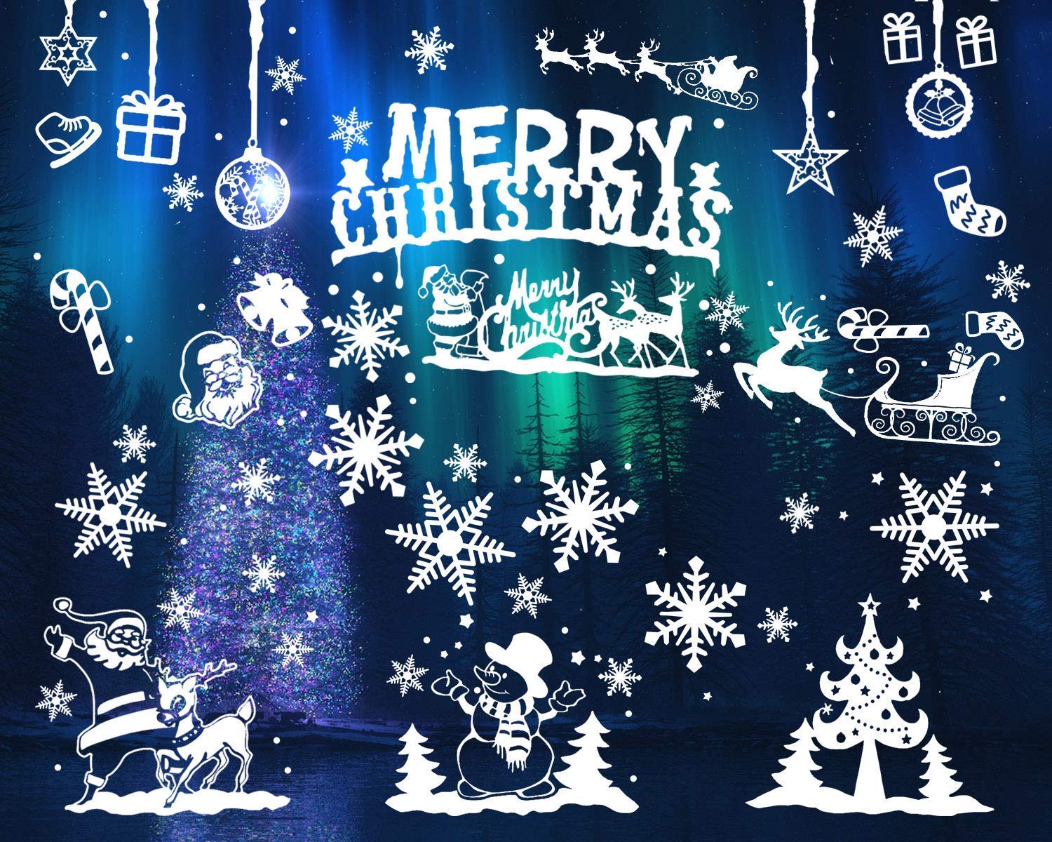 Amazon.co.jp: LOKIPA クリスマス 飾り 静電ステッカー 剥がせる 汚れ