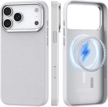 Raptic iPhone 17 Pro Max ile Uyumlu M-Safe  arj  zellikli Urban Nano K l f, Polimerik Deri, Beyaz