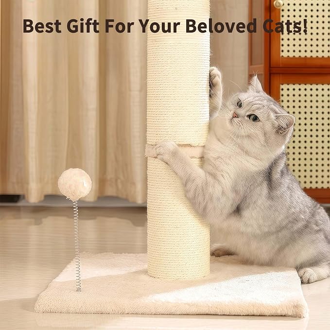 Rascador para gatos sisal con base amplia y bola colgante miniatura 6