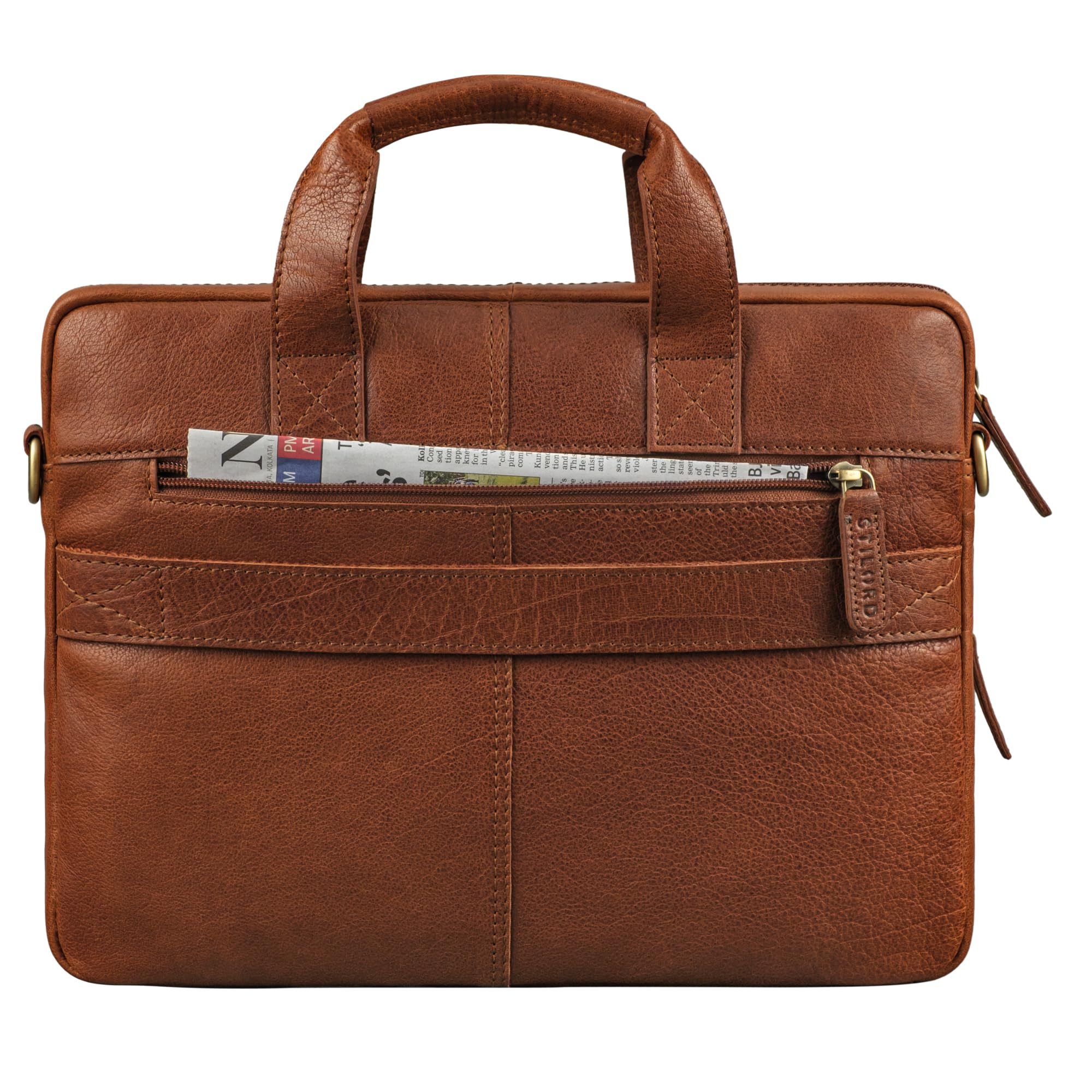 STILORD Raihn Leder Umhängetasche Herren 13.3-14 Zoll Laptop-Tasche für Arbeit Reisen Business Tasche Schmal Laptophülle aus Echtleder Farbe:maraska - braun
