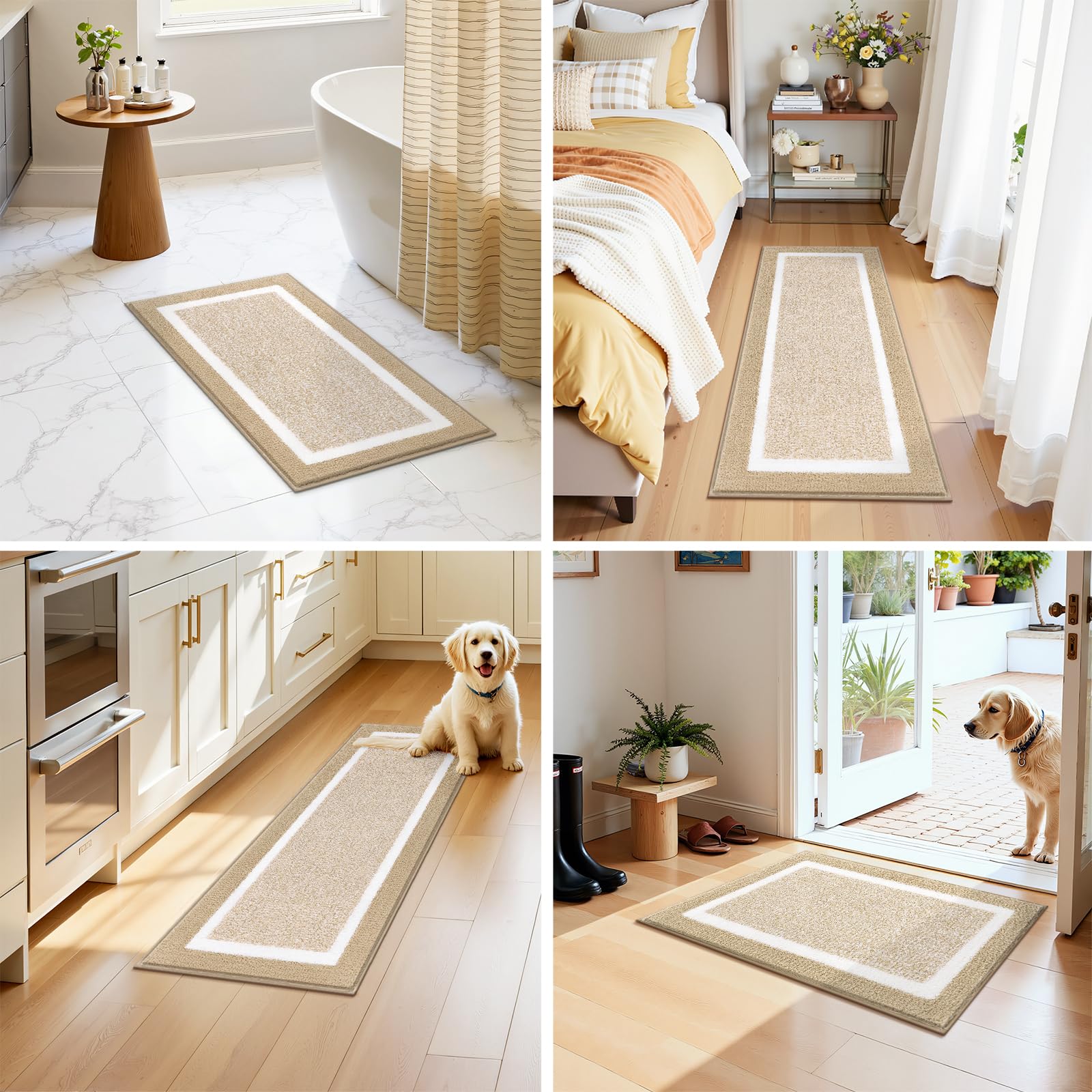 Pauwer - Juego de 2 alfombras de baño, antideslizantes, absorbentes, lavables a máquina, para el suelo del baño, bañera y ducha