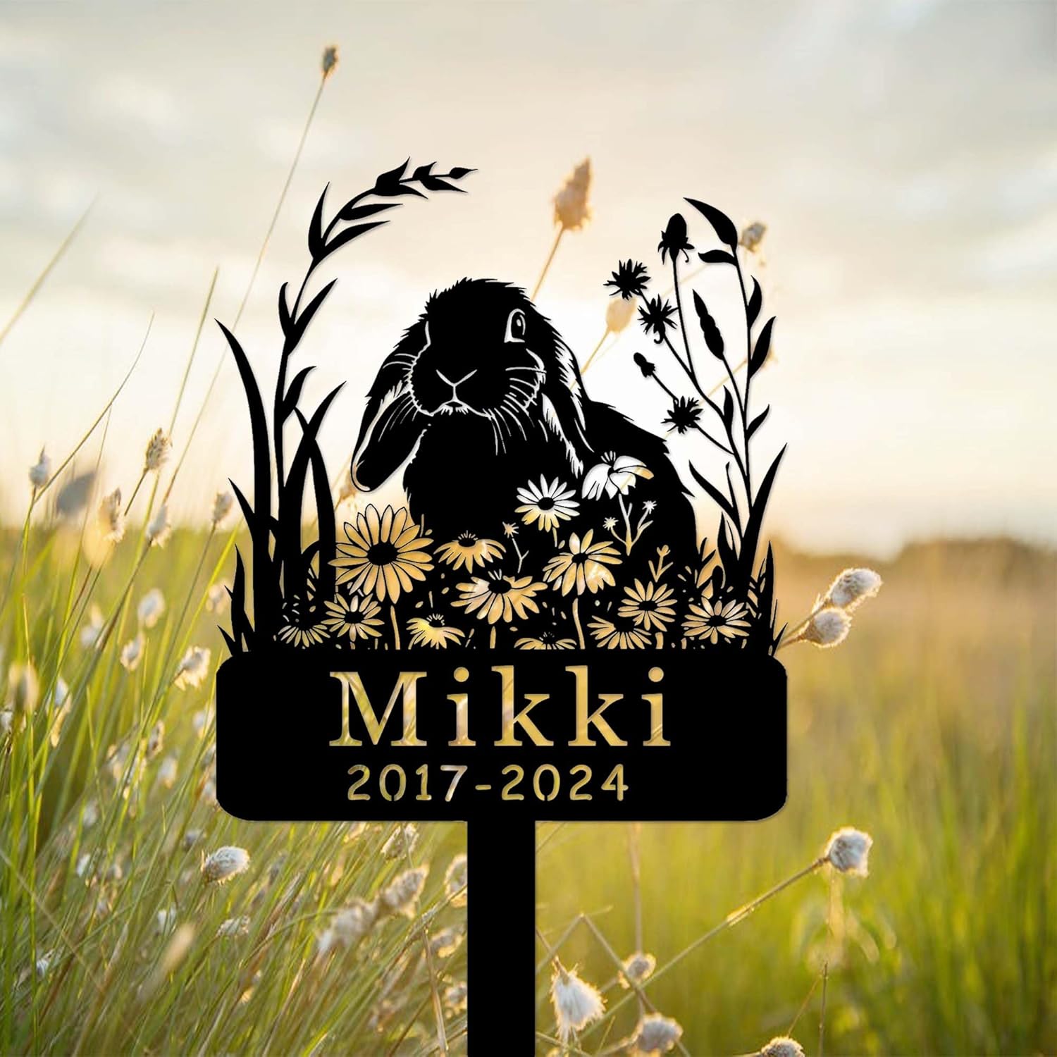 Custom Rabbit Bunny Grave Marker Bunny Memorial Garden Stake Rabbit Garden Decor Metal Sign Personalized Rabbit Bunny Name Yard Remembrance Stake Loss of Bunny Sympathy Sign