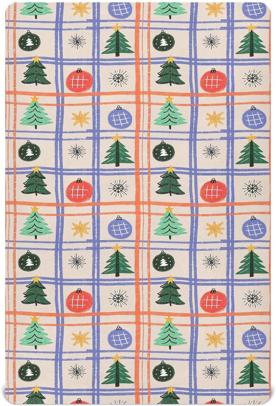 Cartoon Christmas Design Crib Sheets, Soft Breathable Playard Sheet, Toddler Mattress Sheets for Baby Boys or Girls, Nursery Sheet, Fit for Standard Mattress Cover Medium - Image 1 of 8