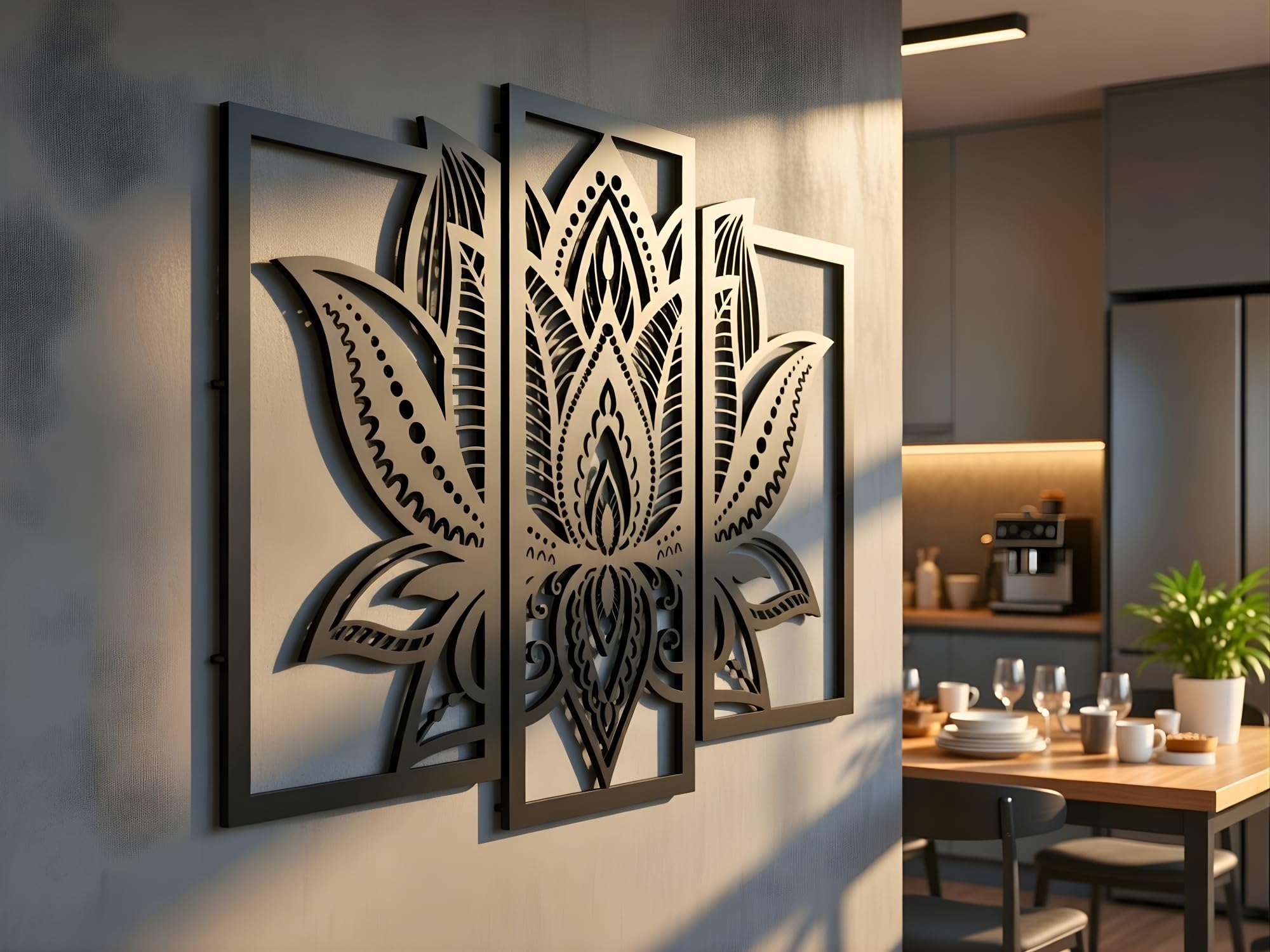 Vailla Fleur de Lotus Décoration Murale Salon Bois 3D – Chambre Bureau XXL