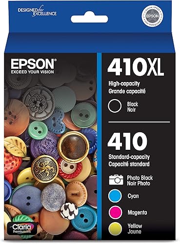 Miniatura 2 de Epson 410 Claria - Paquete combinado de cartuchos de color negro y estándar de alta capacidad (T410XL-BCS) 410 Claria de tinta premium, capacidad