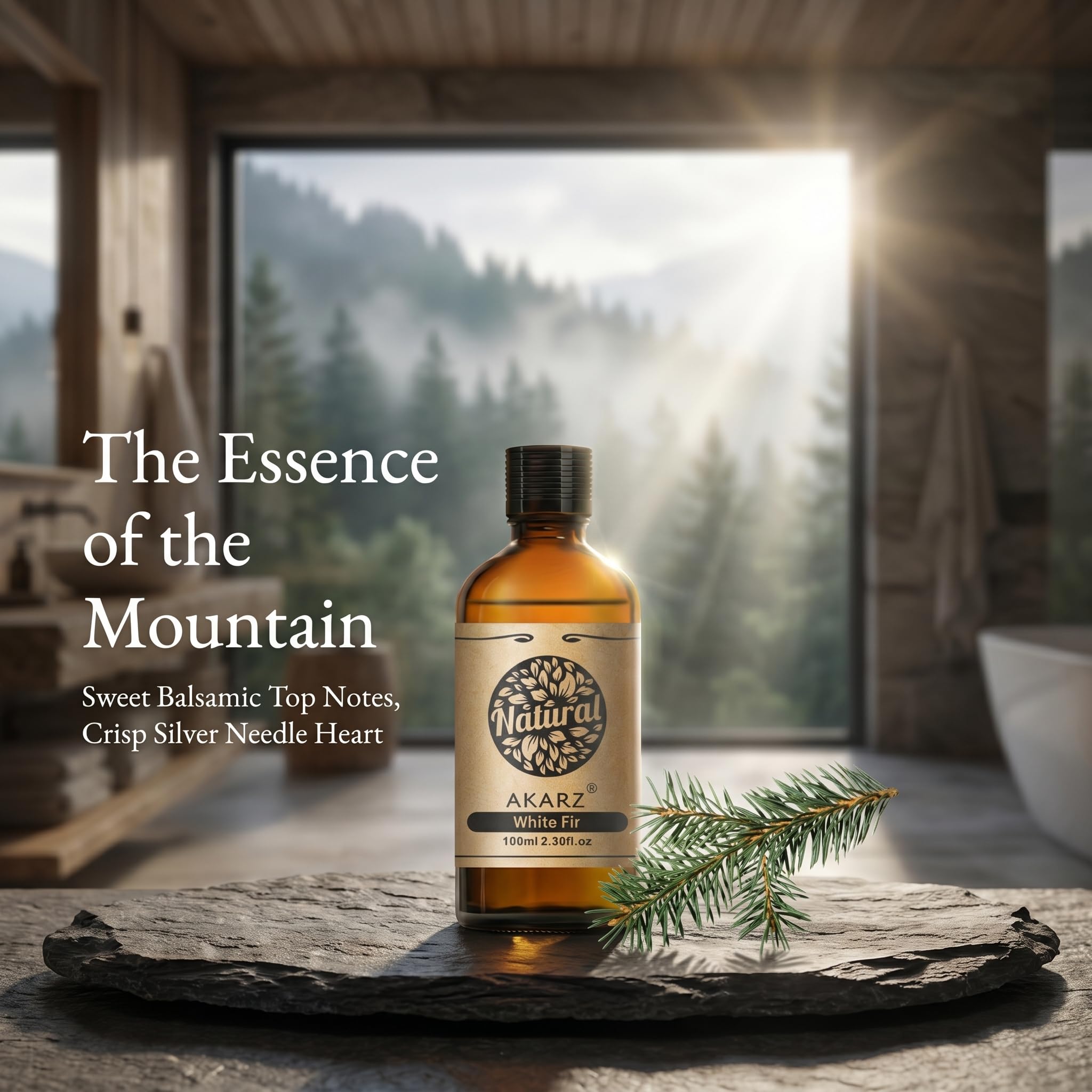 AKARZ 100ml Olejek esencjny z Jodły Białej - Naturalny olejek aromatyczny do dyfuzorów, lamp aromatycznych i aromatów pomieszczeń