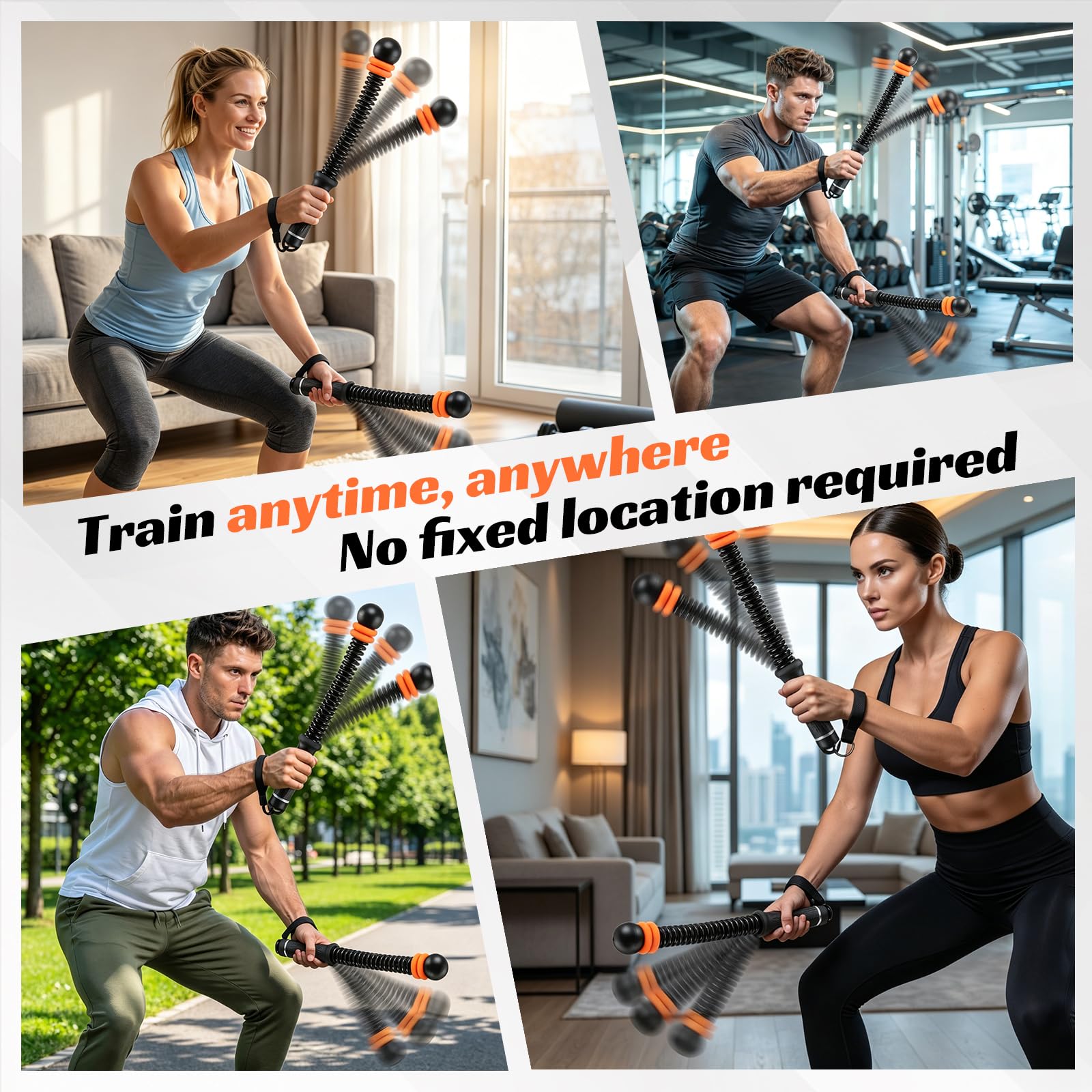 2 sztuki Ropeless Battle Rope bez liny z ciężarkami, ciche liny bojowe z antypoślizgowym uchwytem, HIIT trening całego ciała dla siły, wytrzymałości i spalania tłuszczu, domowa siłownia, fitness