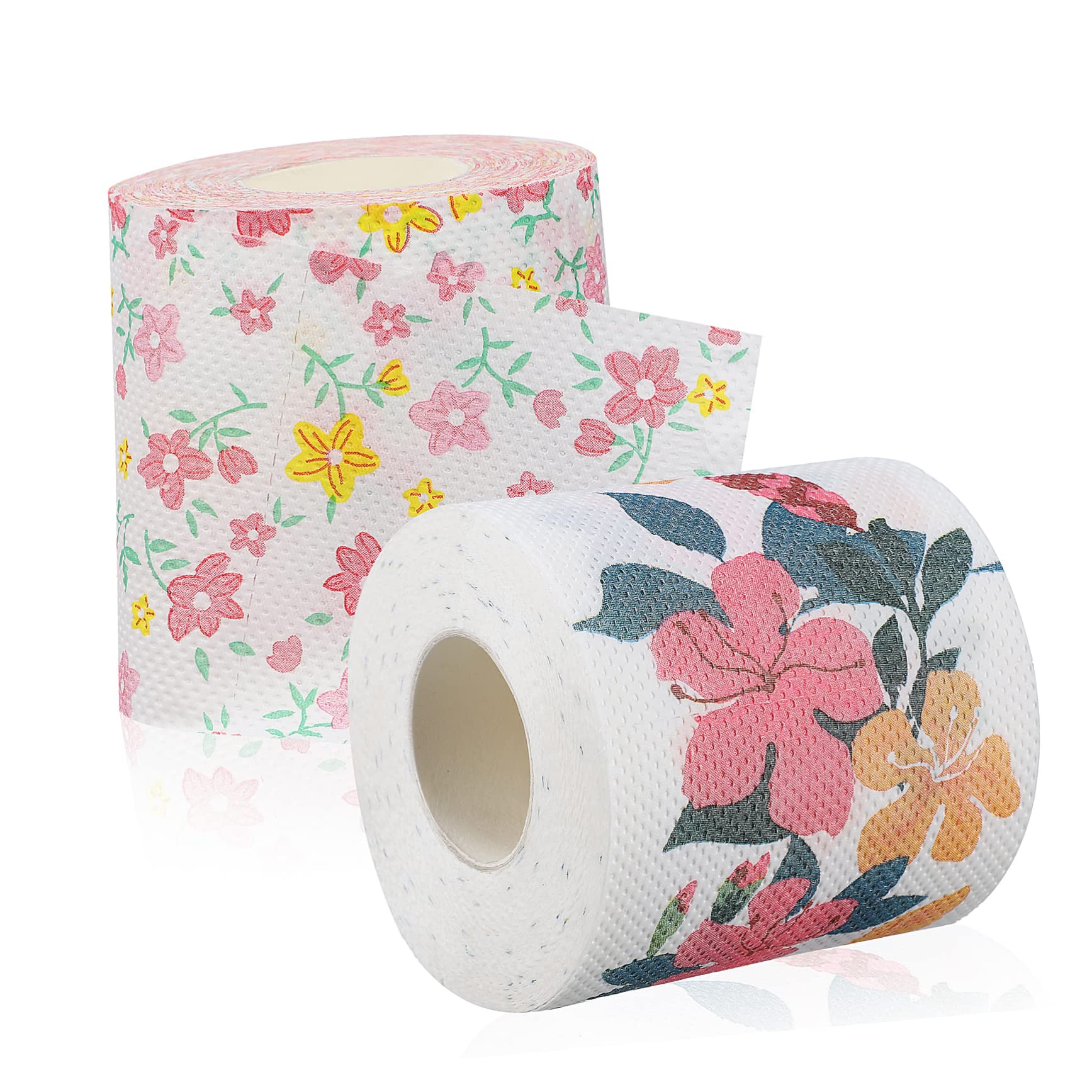 Healvian 2 Rollos de Papel higiénico con Estampado Floral, Agradable al Tacto, para Uso en casa y Oficina