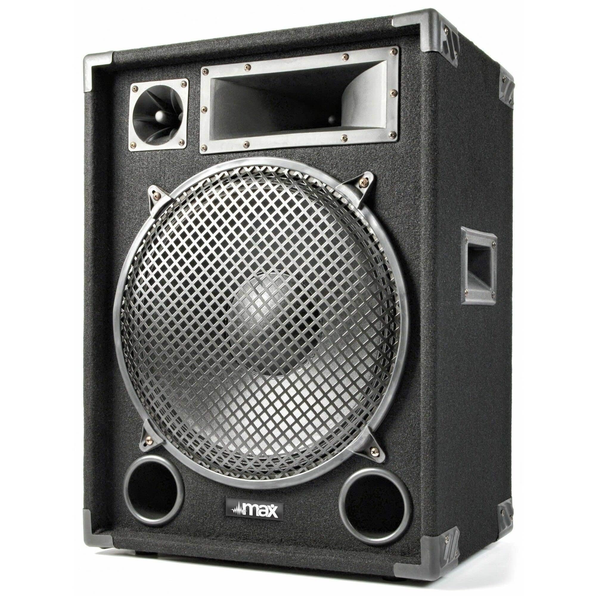 MAX26 PA Lautsprecher DJ Boxen Set, 2000 Watt Peak - inkl. Bluetooth Verstärker Lautsprecher Boxen Set mit Griffe, 2X 15 Zoll Doppel-Tieftöner, DJ Party Lautsprecher Paar, PA Boxen für Musikanlage