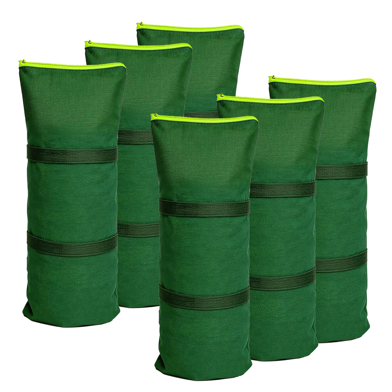 6 Pack Flood Water Barrier Sand Bags,Thickened Long Canvas Flood Protection Sandbags,Winter Bags for Swimming Pool Covers,Reusable Quick Flood Barrier for Home Flood Control (Red) (6Pack Green)
