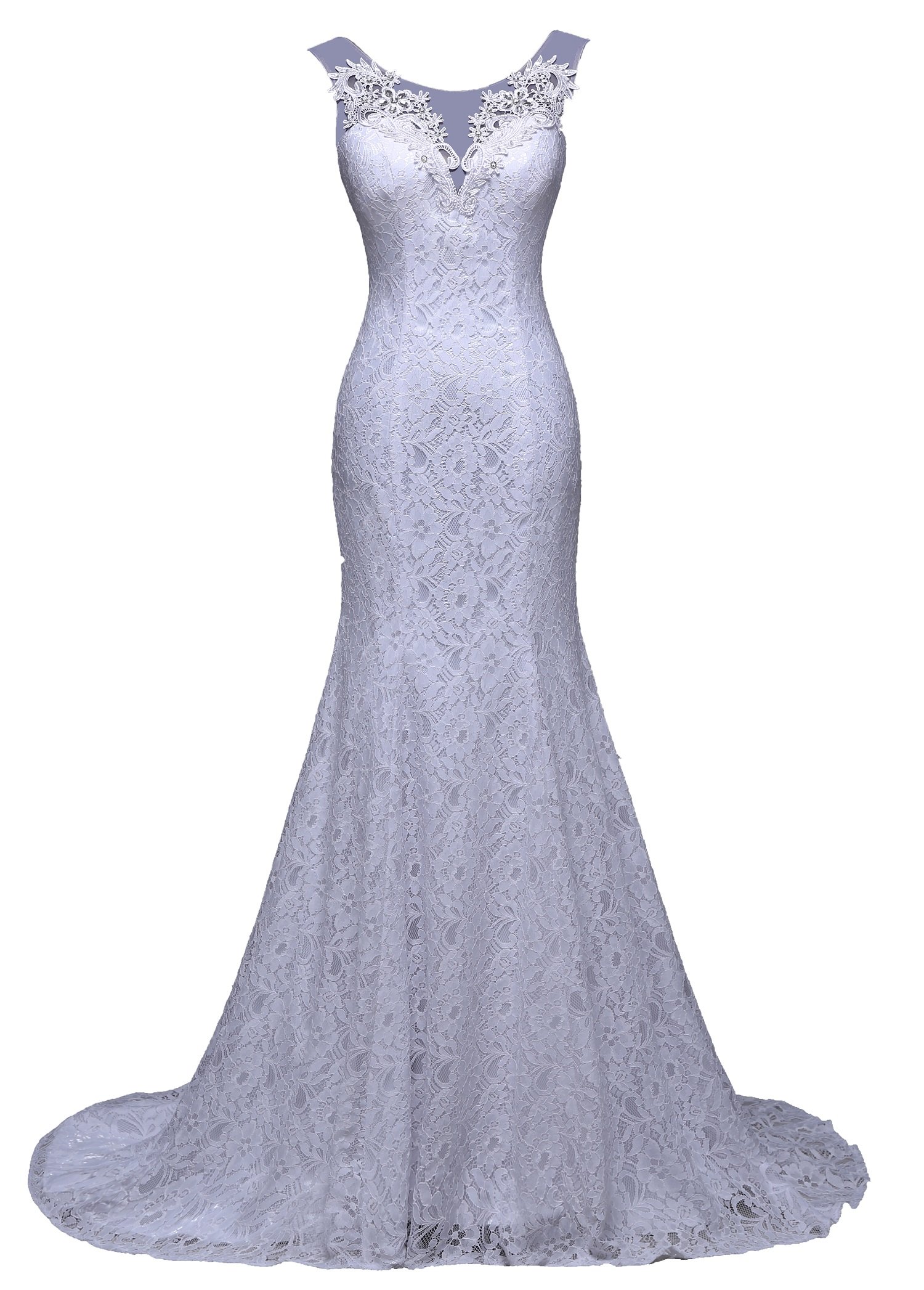 Abito da sposa in pizzo, abito da sposa, abito da sposa, con strass, sirena, 34 36 38 40 Mermaid avorio 42