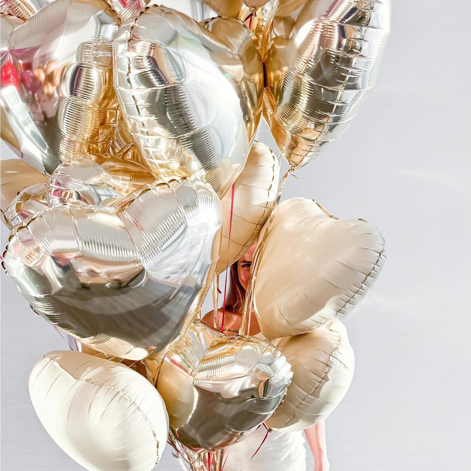 Gold Herz Luftballons,12Stück Hell Gold Herz Geformt Folie Luftballon,18Zoll Champagner Gold Helium Mylar Luftballons für Baby Dusche Geburtstag Jubiläum Hochzeit Party Dekoration