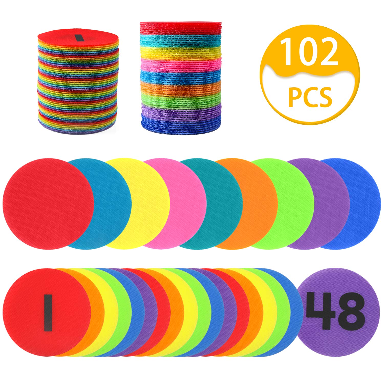 Buy SANNIX 102 Pcs Carpet Spots for Classroom Floor Spots Circles Sitting Spots Velcro Hook for