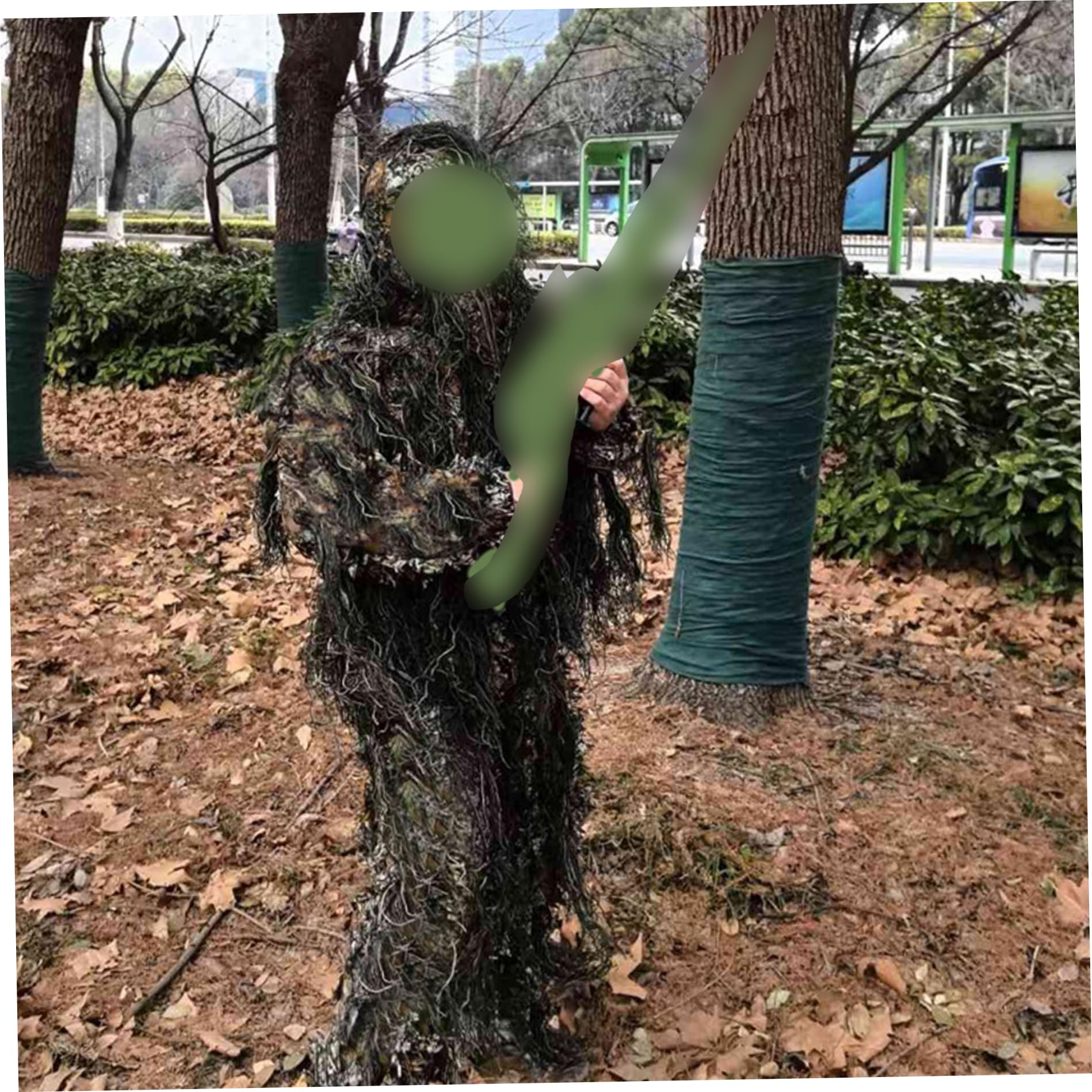 Costume Ghillie, Costume Ghillie à Feuilles 3D pour Hommes, Ensemble Veste et Pantalon de Camouflage léger et Respirant pour la Photographie de Chasse en Plein air